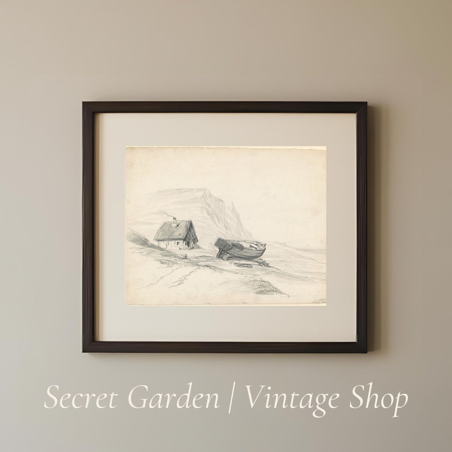 028 Vintage Boat in Landscape Art Print
