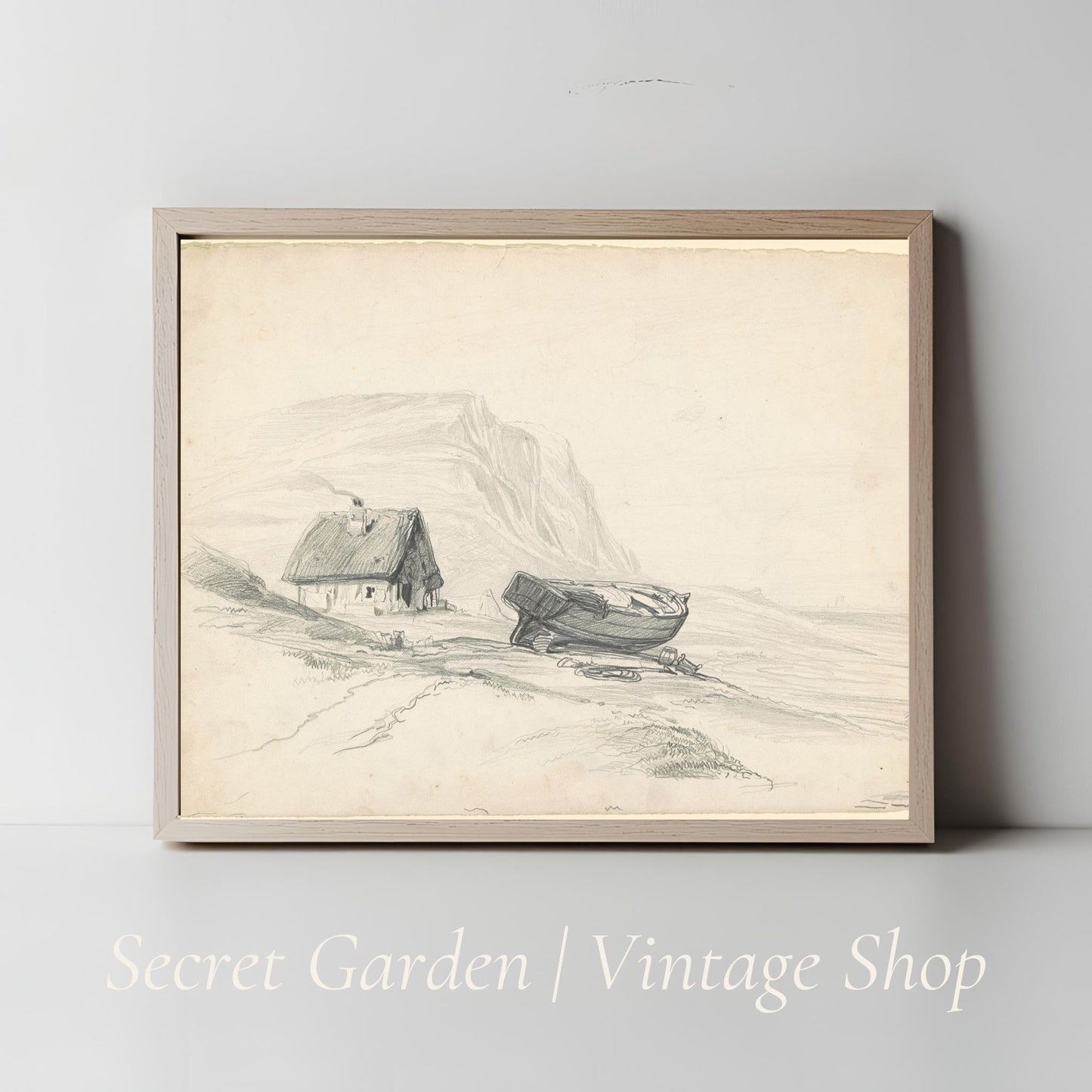 028 Vintage Boat in Landscape Art Print