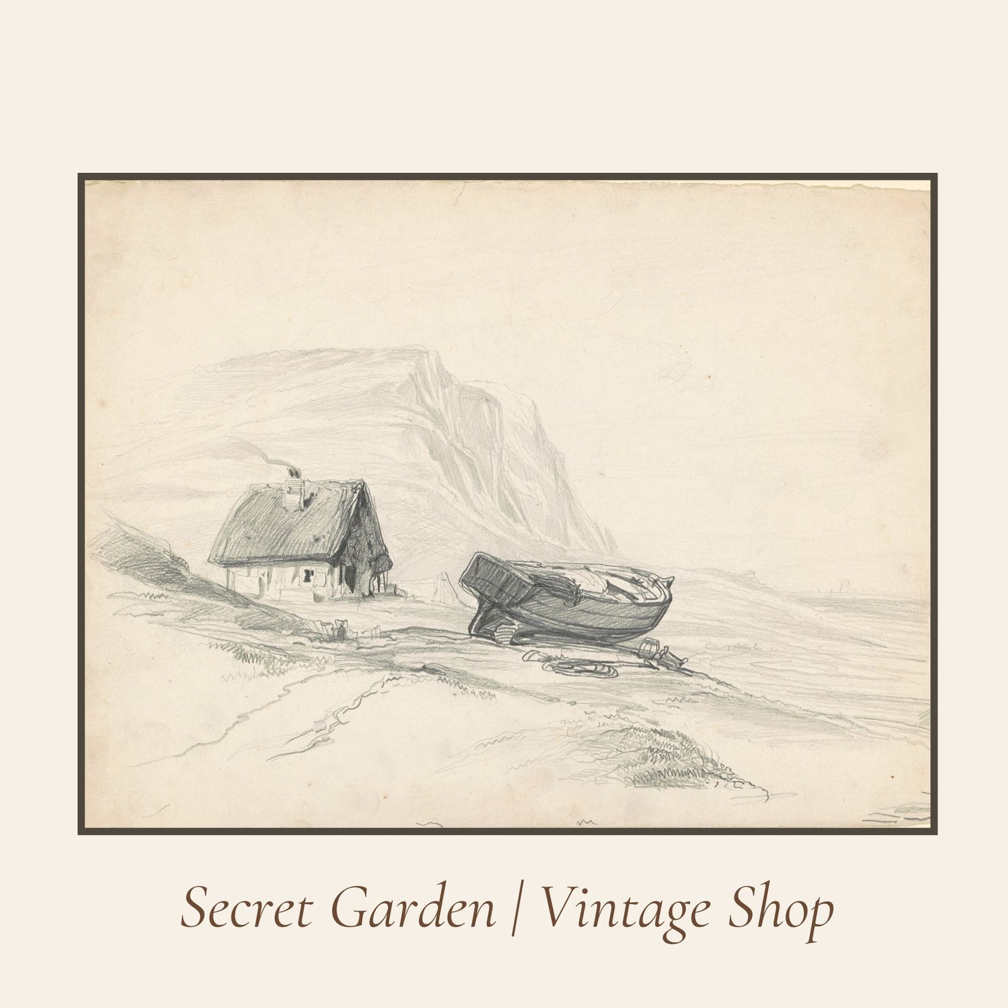 028 Vintage Boat in Landscape Art Print