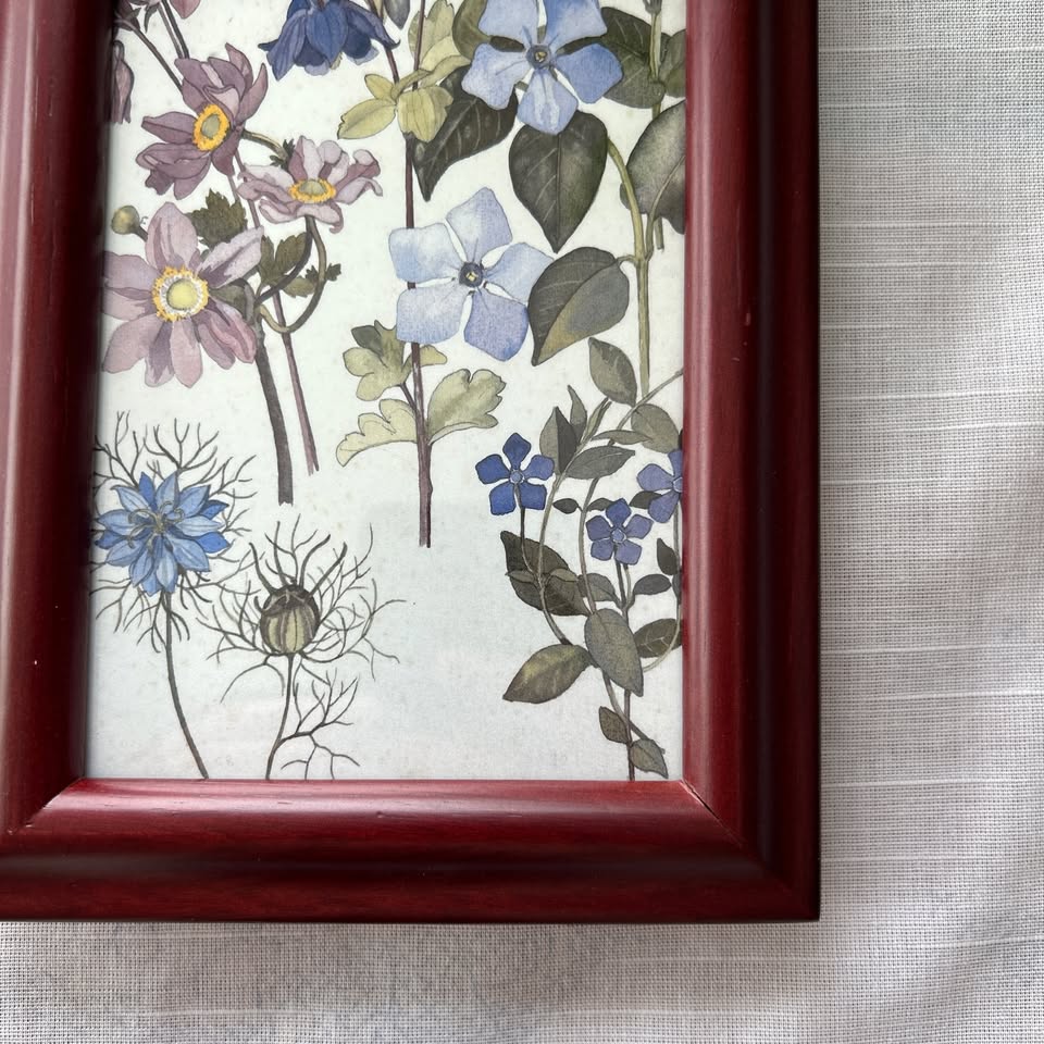 Vintage Floral Art Print | Wooden Frame