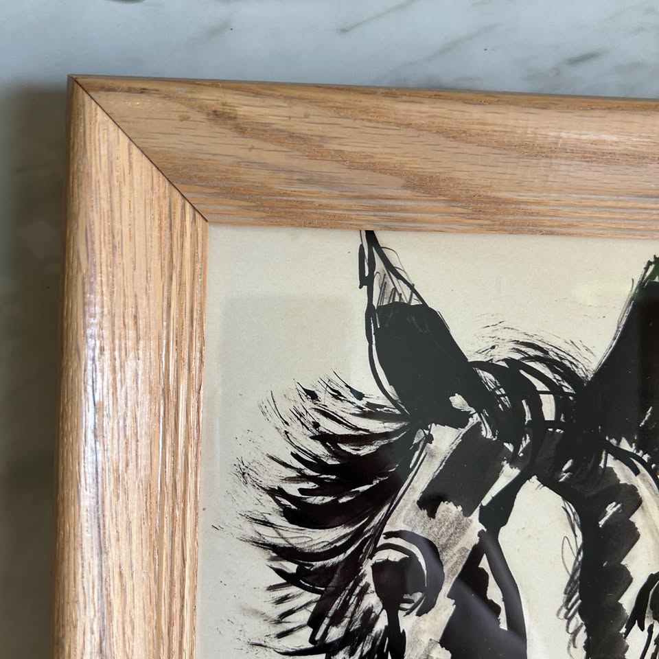 Vintage Horse Illustration Art Print | Wooden Frame