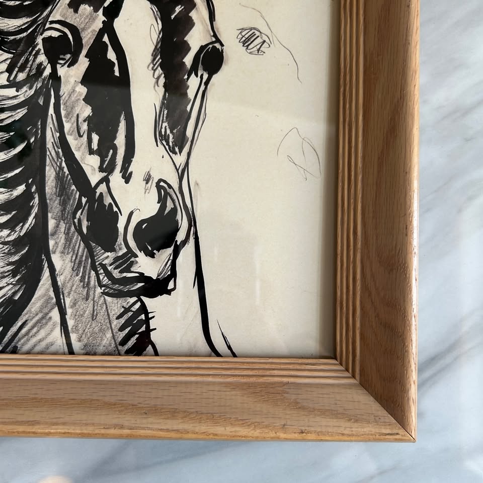 Vintage Horse Illustration Art Print | Wooden Frame
