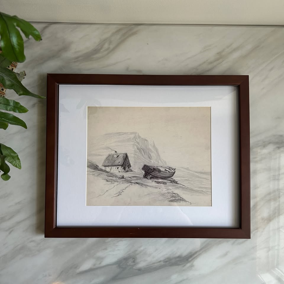 Vintage Boat Illustration Art Print | Wooden Frame
