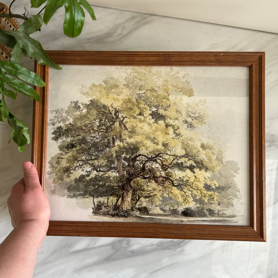 Large Vintage Tree Art Print | Wooden Frame