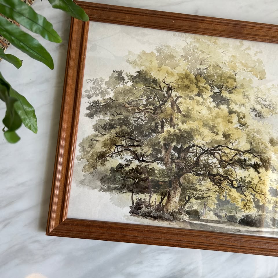 Large Vintage Tree Art Print | Wooden Frame