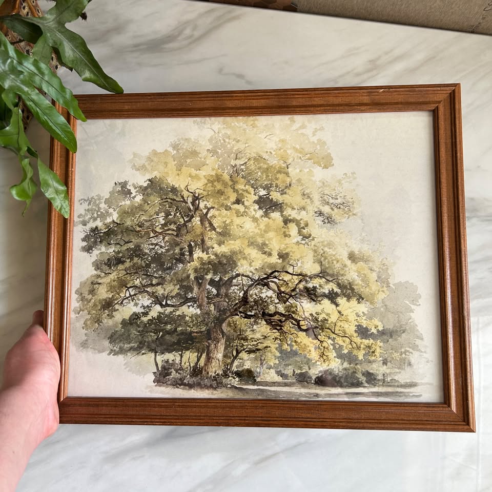 Large Vintage Tree Art Print | Wooden Frame