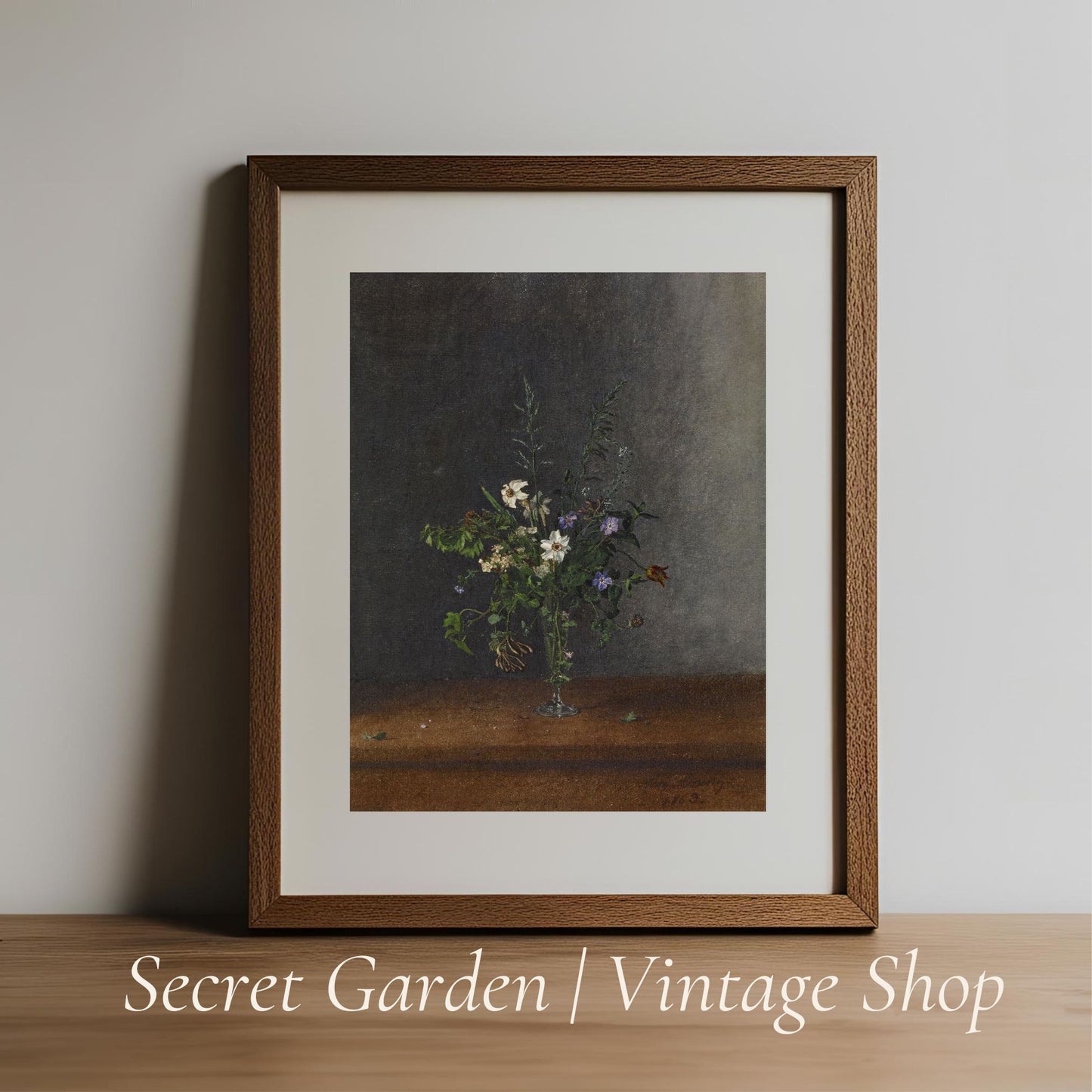 022 Vintage Dark Floral Art Print