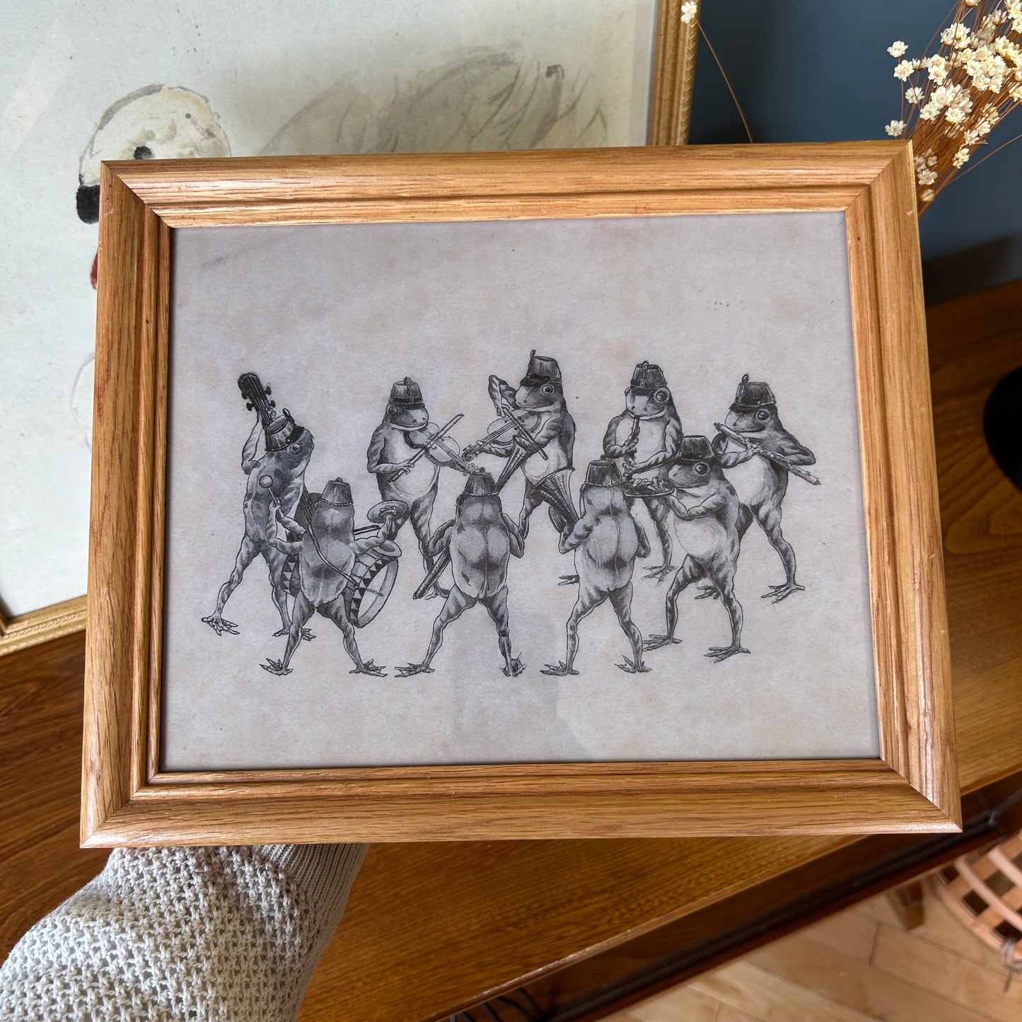 Frog Party Art Print | Wooden Frame