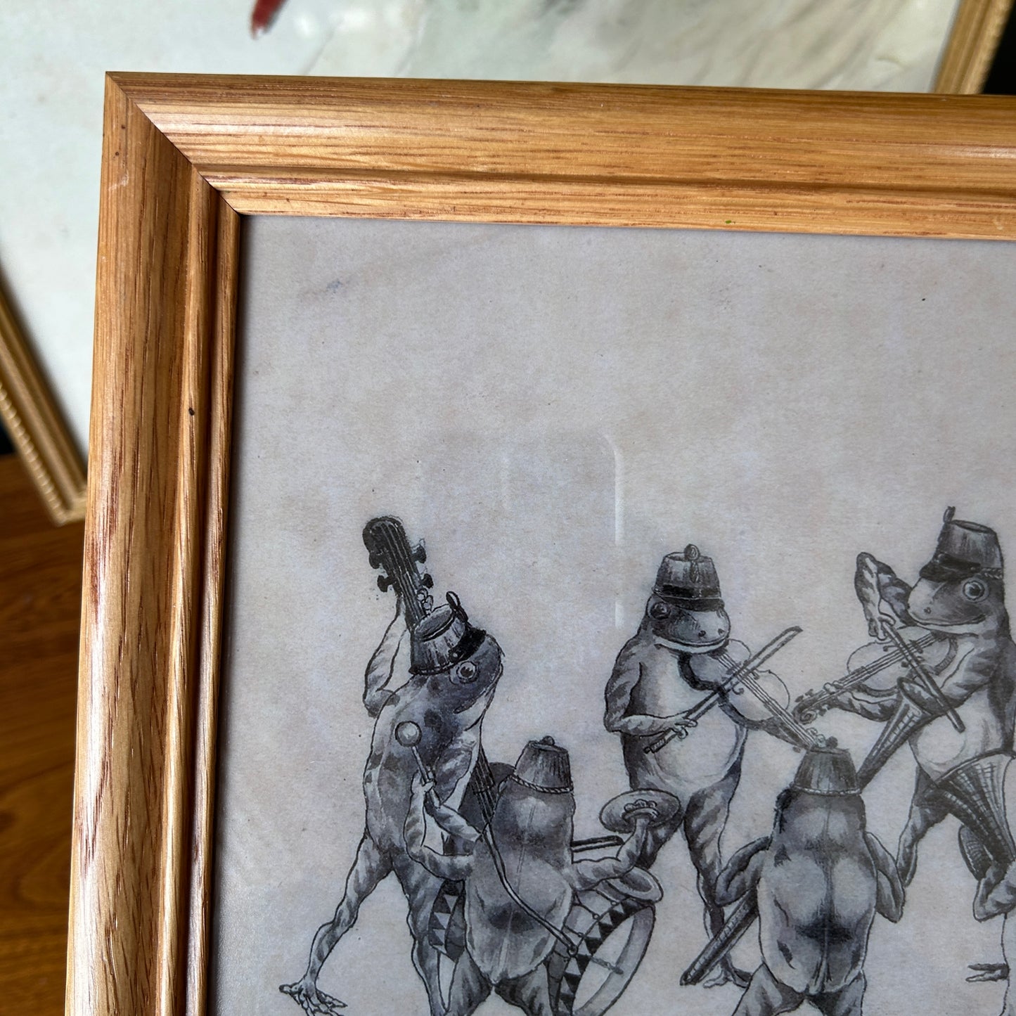 Frog Party Art Print | Wooden Frame