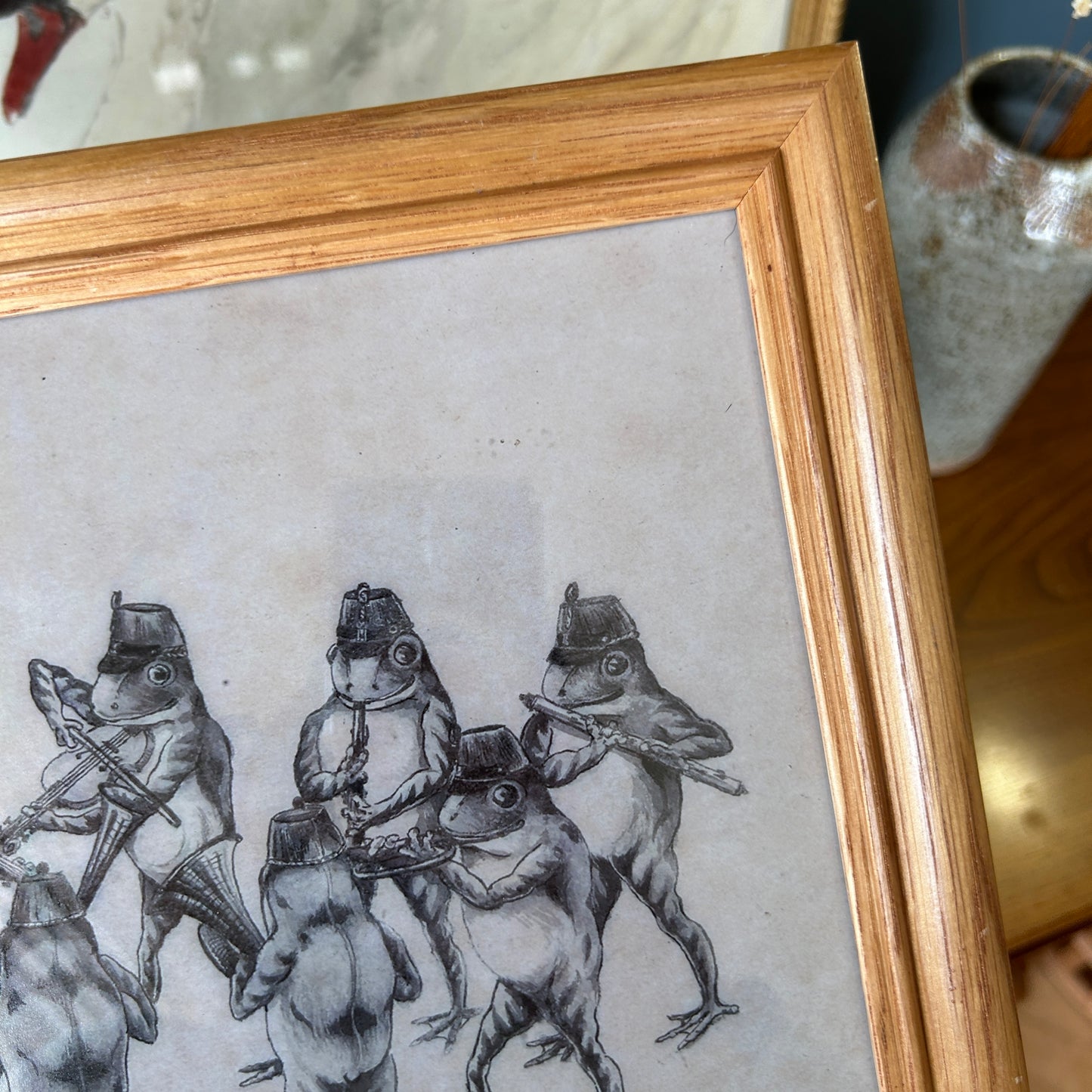 Frog Party Art Print | Wooden Frame