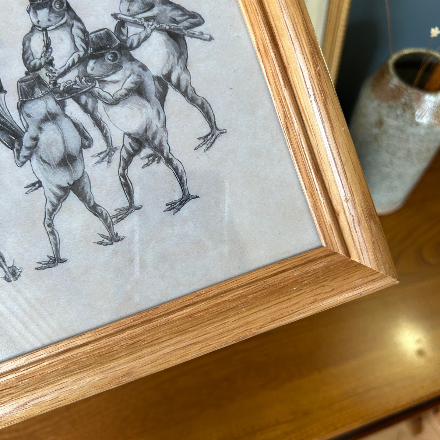 Frog Party Art Print | Wooden Frame
