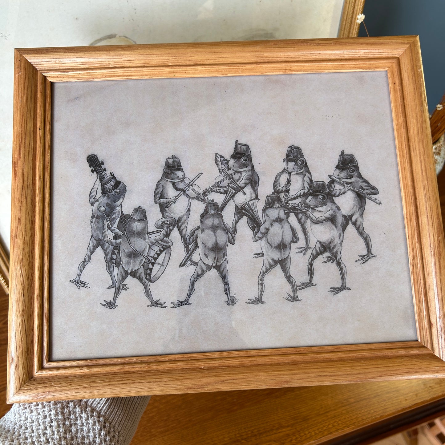 Frog Party Art Print | Wooden Frame