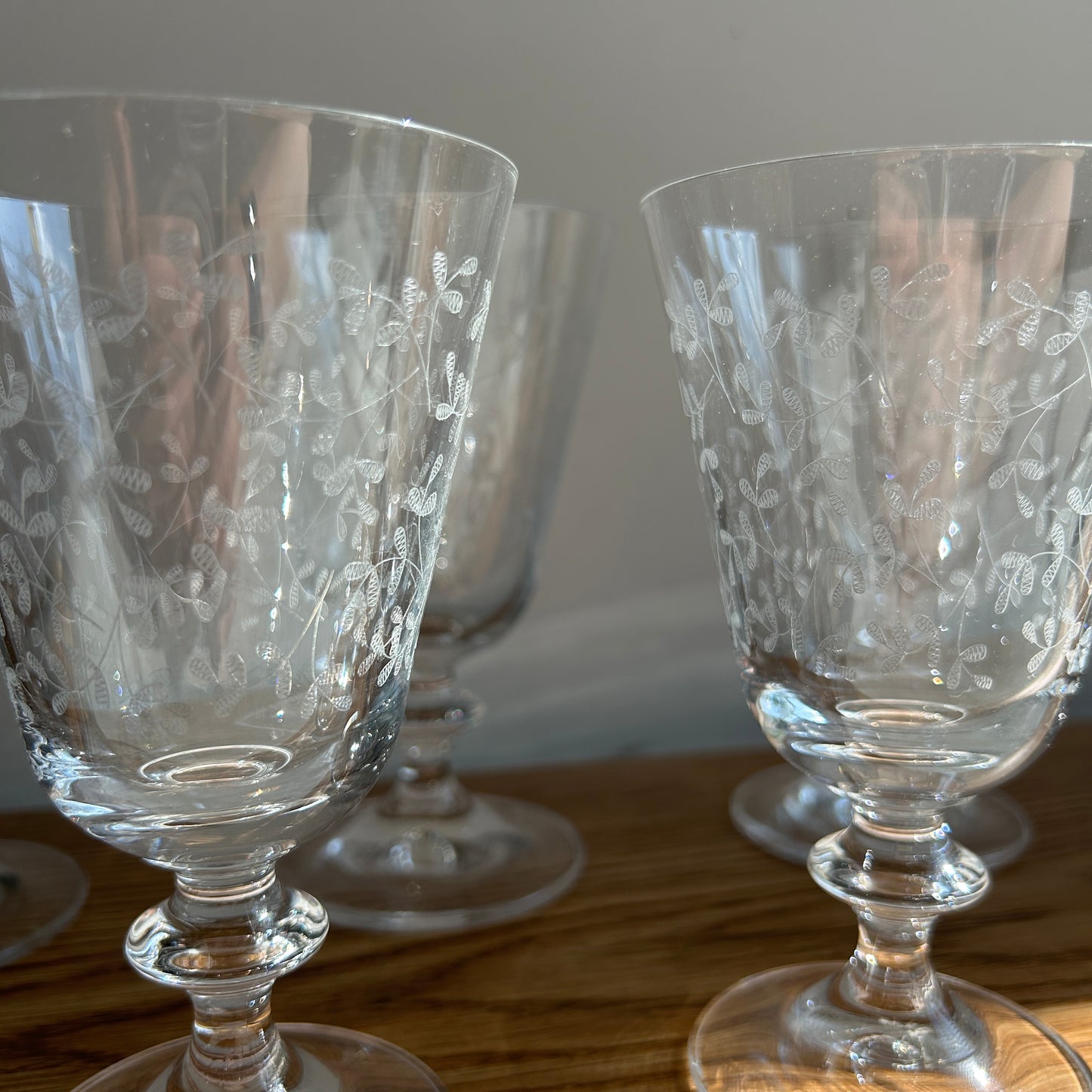 Vintage Crystal Glassware | Floral Pattern | Set of 5