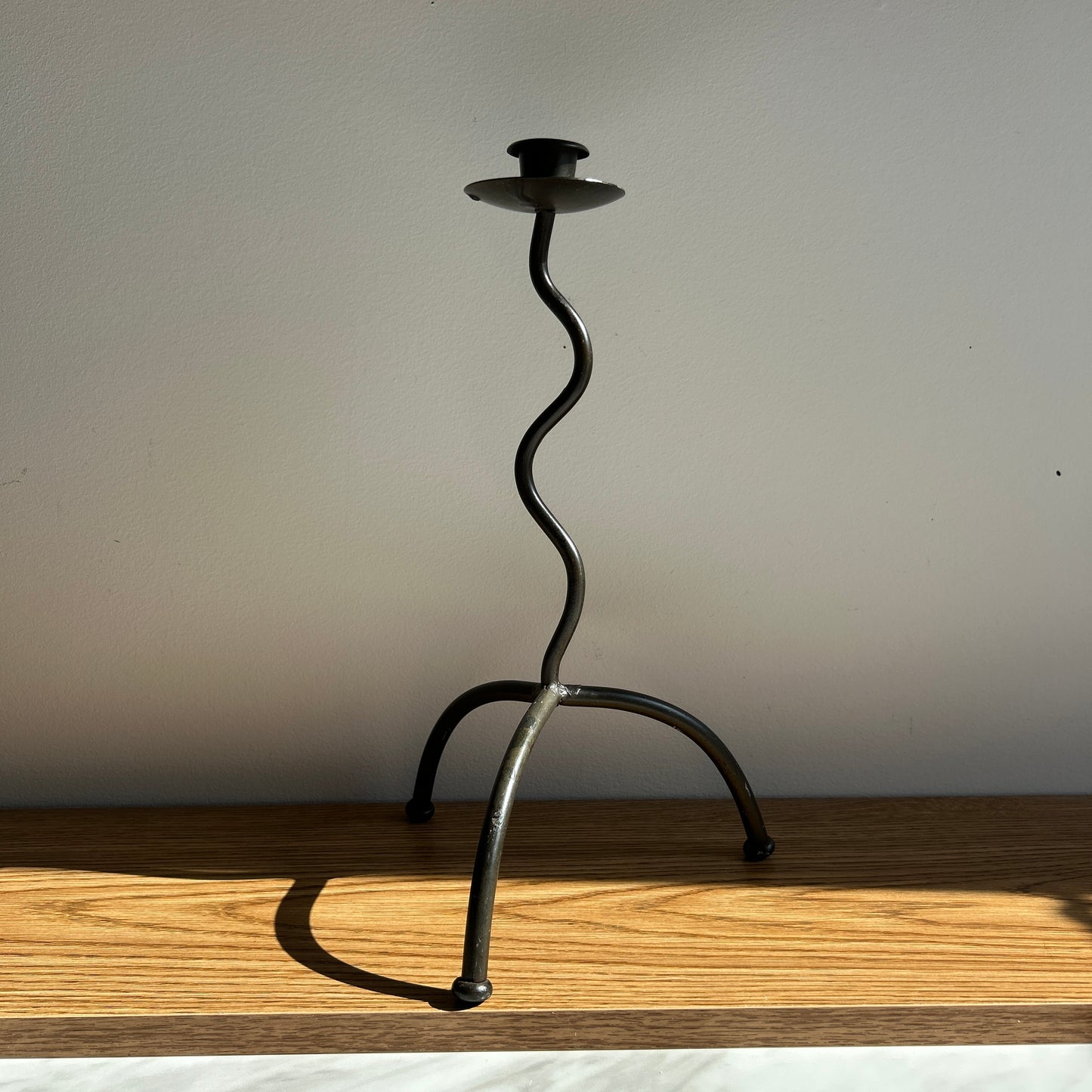 Vintage Post Modern Wrought Iron Candlestick Holder