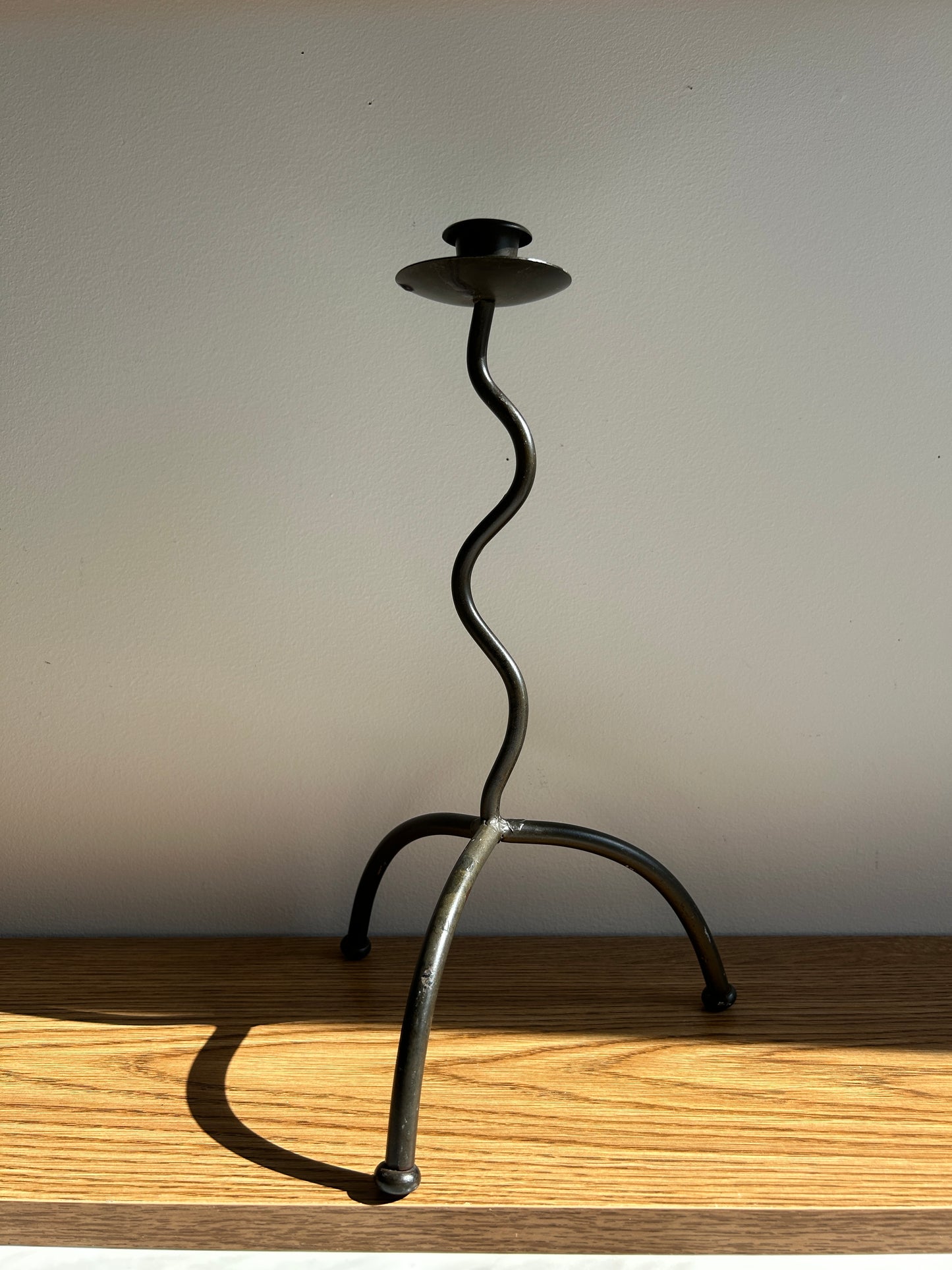 Vintage Post Modern Wrought Iron Candlestick Holder