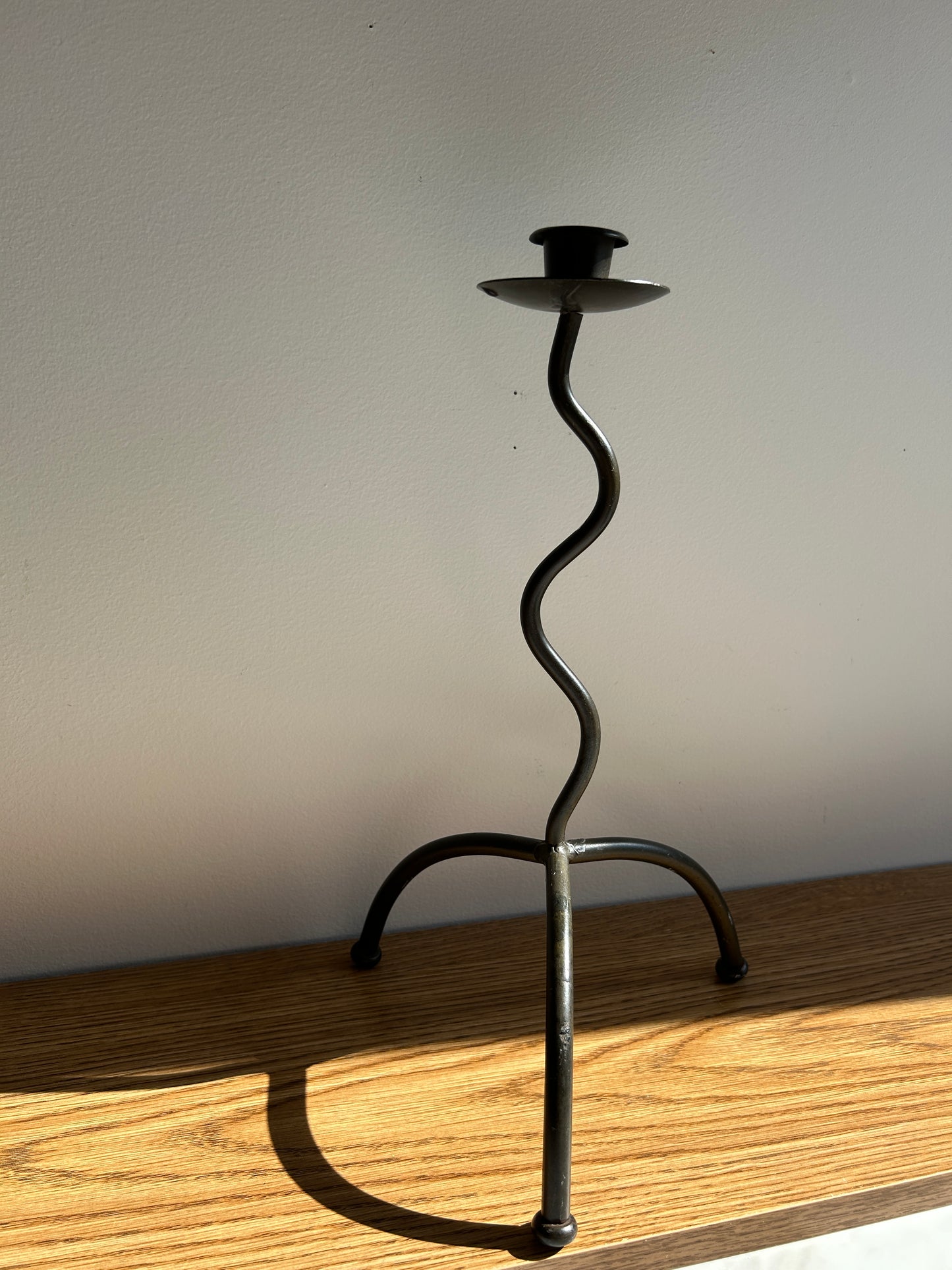 Vintage Post Modern Wrought Iron Candlestick Holder