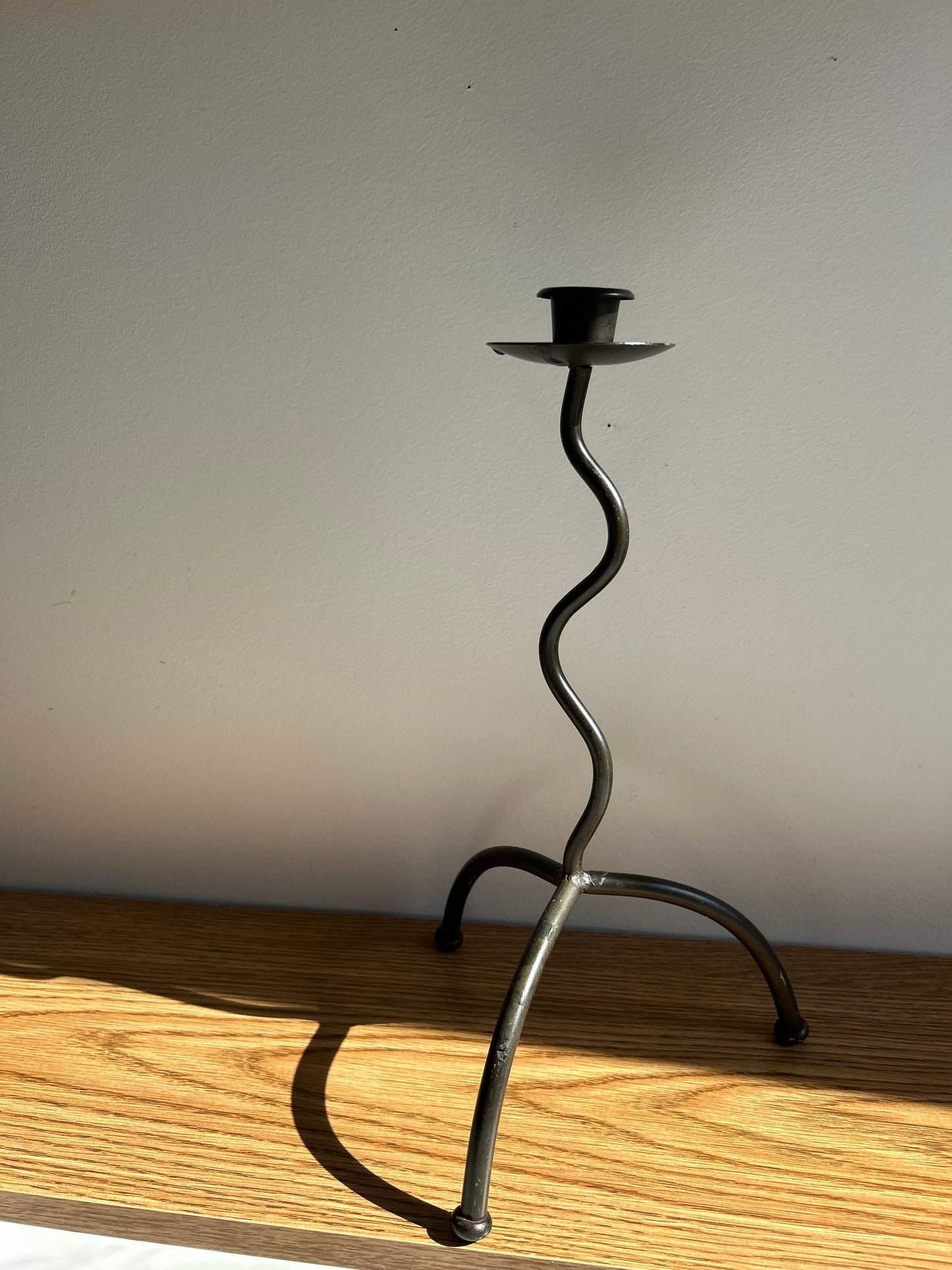 Vintage Post Modern Wrought Iron Candlestick Holder