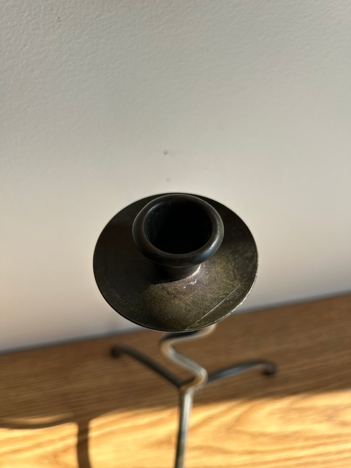 Vintage Post Modern Wrought Iron Candlestick Holder
