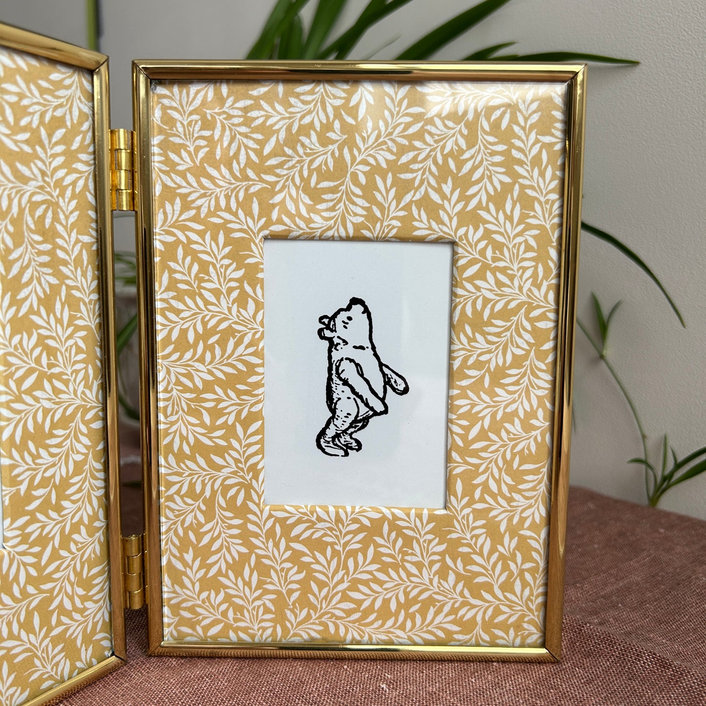 Vintage Winnie the Pooh Art Print Set | Yellow Floral Custom Matting