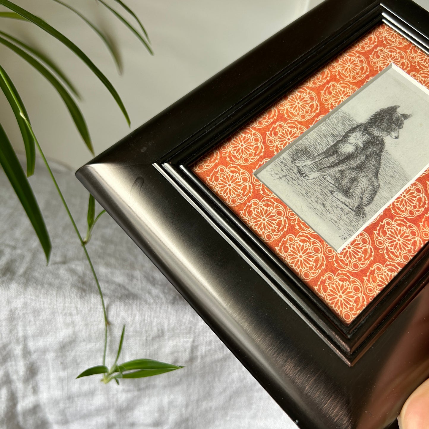 Vintage Dog Illustration Art Print | Patterned Custom Matting