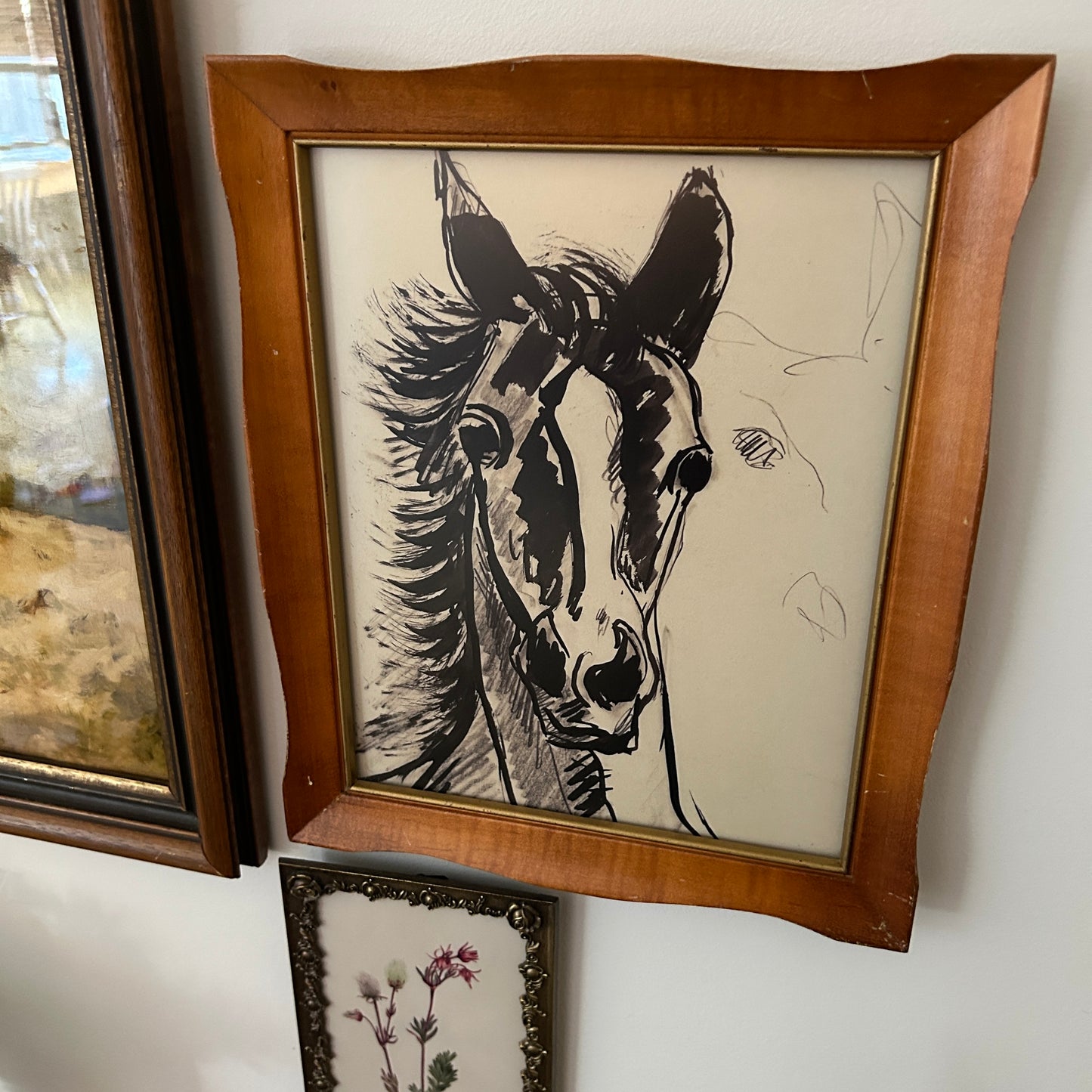 Gallery Wall # 1 - Framed vintage equestrian, botanical, landscape art