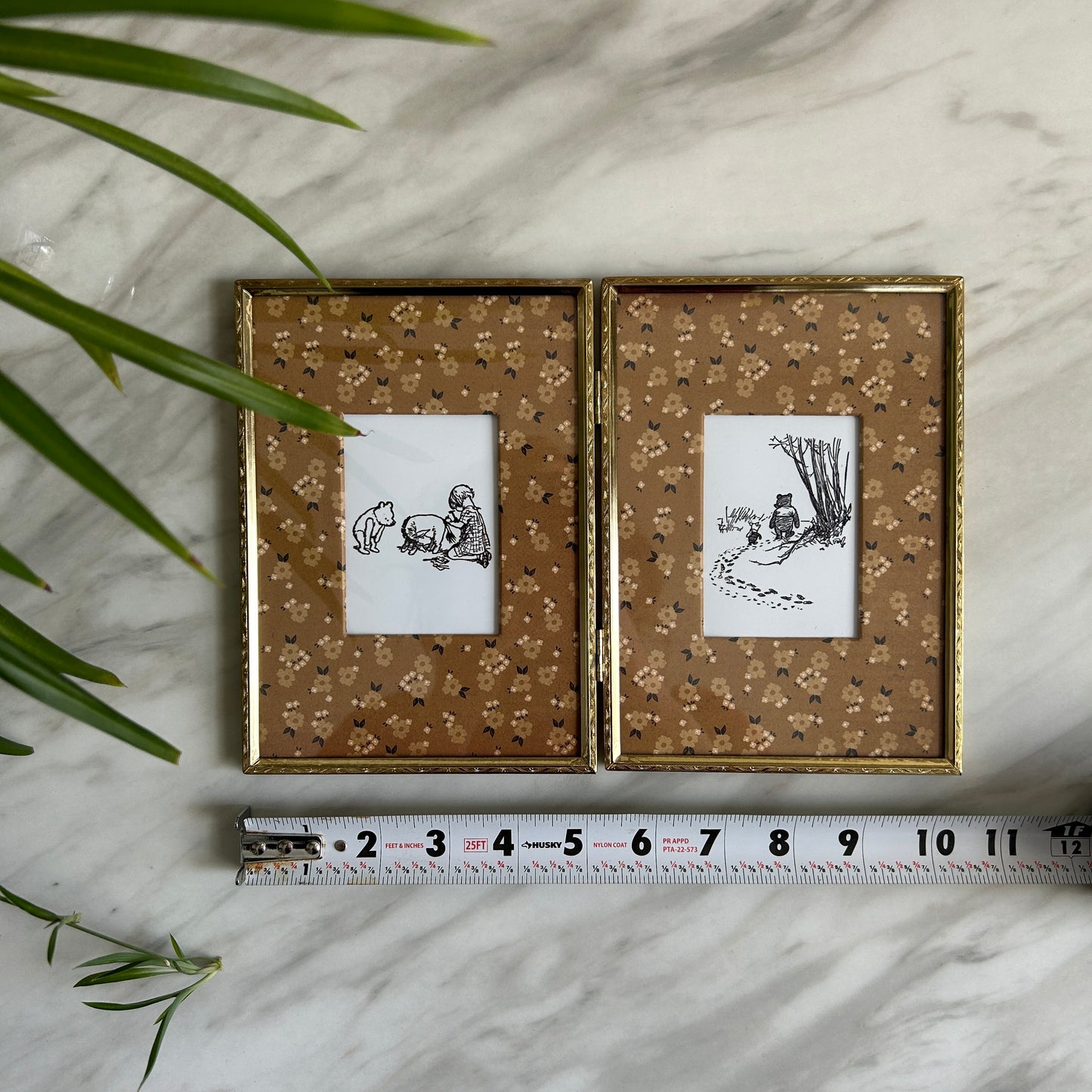 Vintage Winnie the Pooh Art Print Set | Gold Hinged Frame