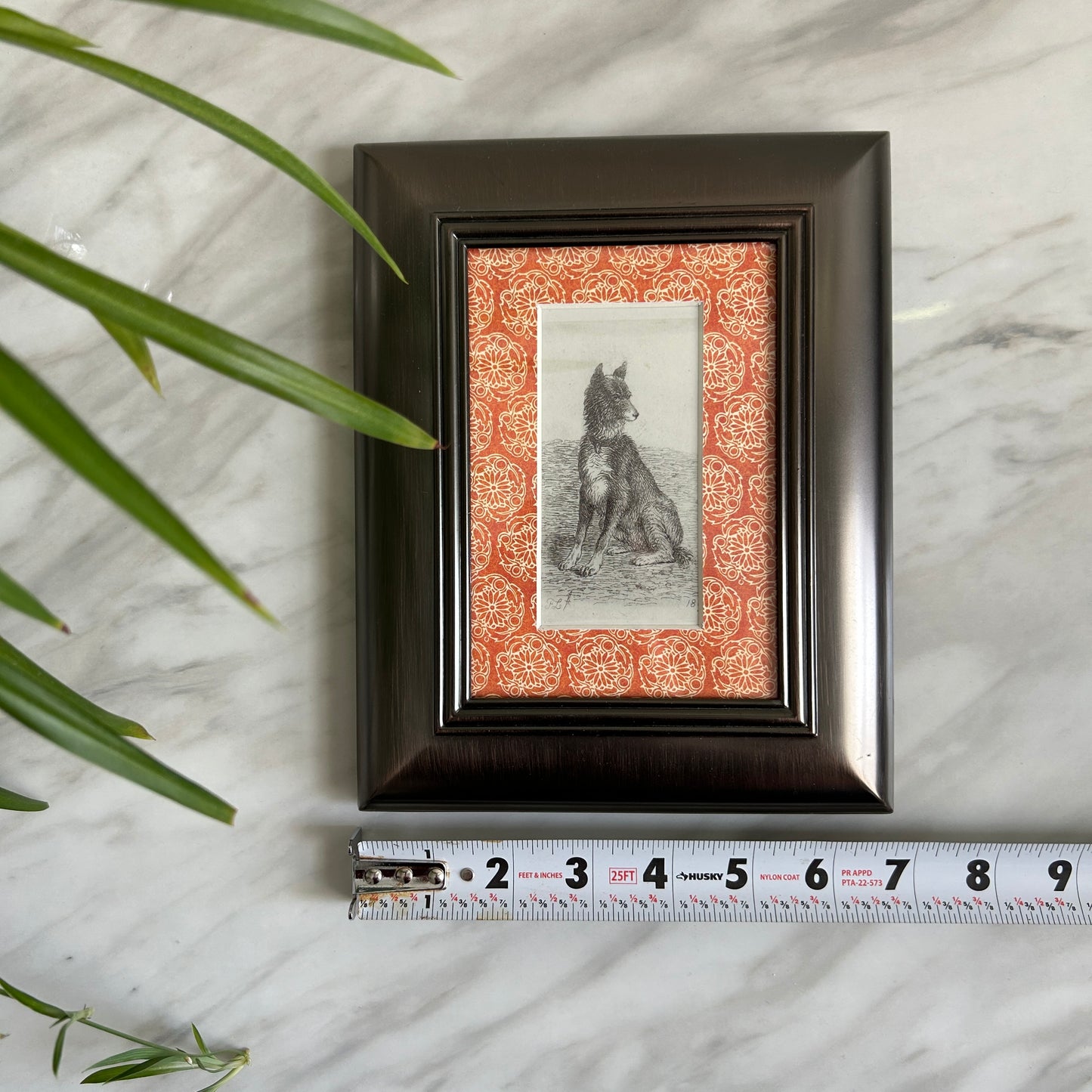 Vintage Dog Illustration Art Print | Patterned Custom Matting