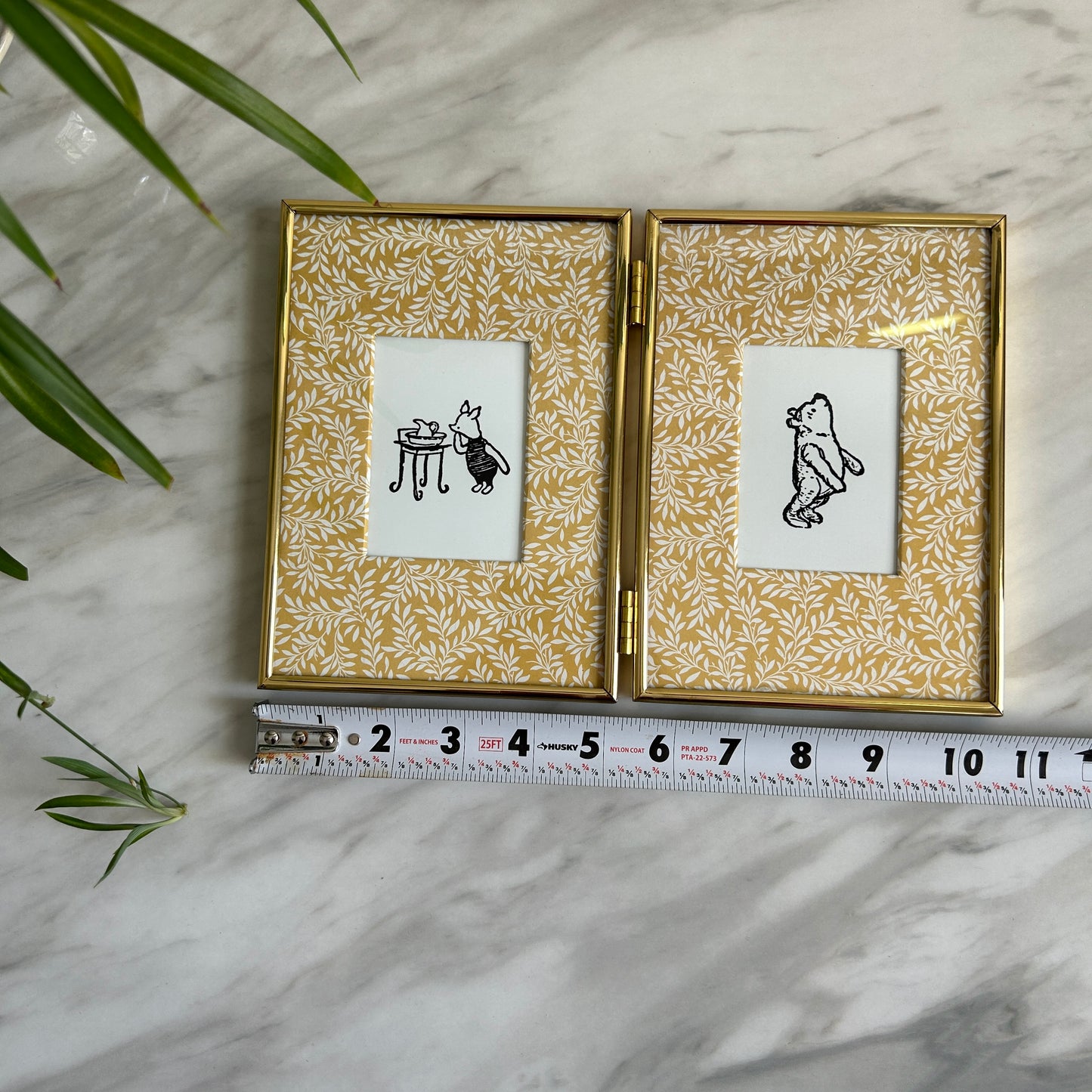 Vintage Winnie the Pooh Art Print Set | Yellow Floral Custom Matting