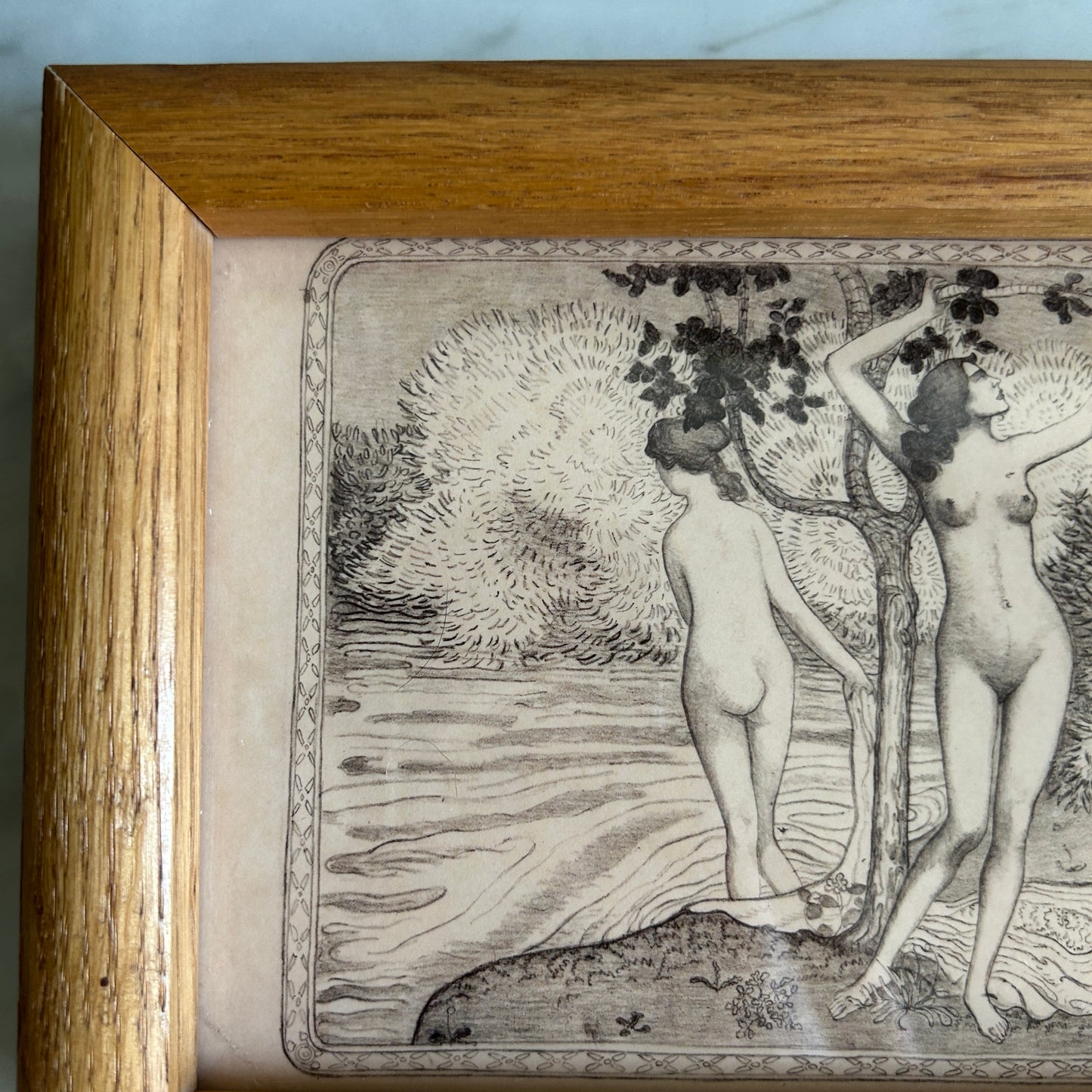 Vintage Ladies by the Water Art Print | Wooden Frame