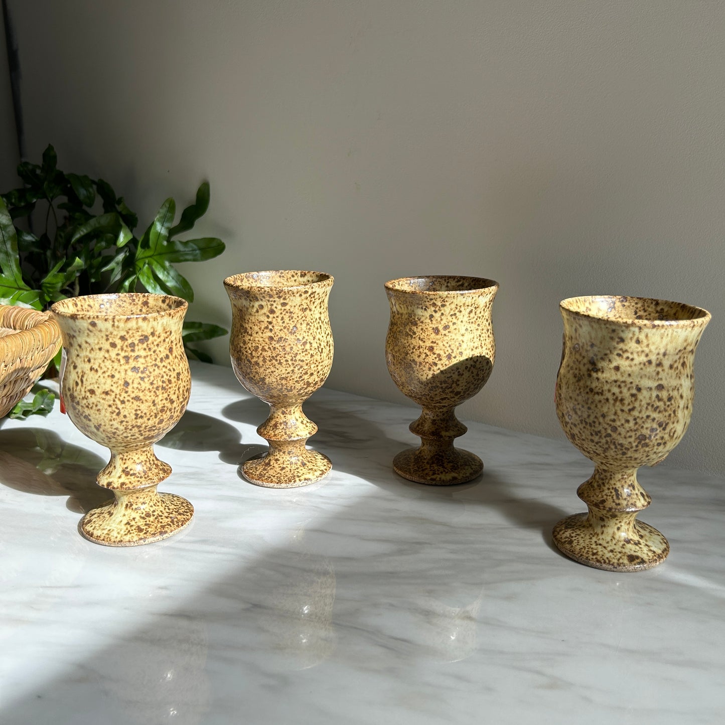 Vintage Studio Pottery Wine Goblets | Set of Four