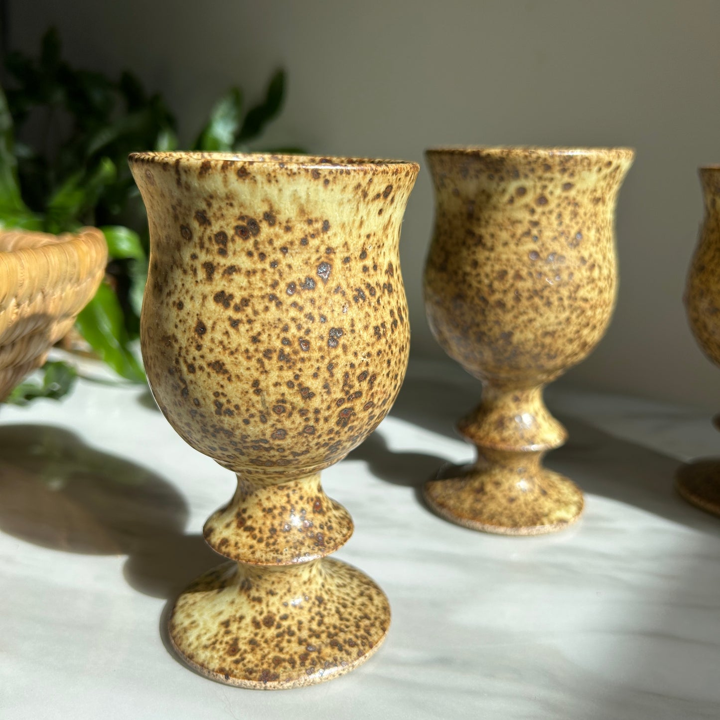 Vintage Studio Pottery Wine Goblets | Set of Four