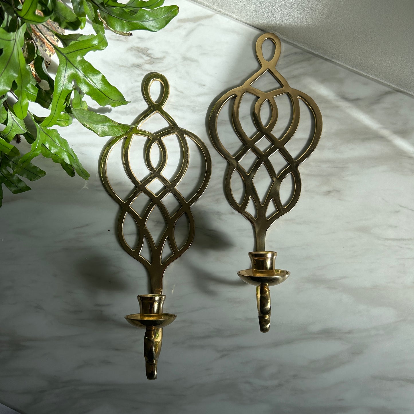 Vintage Brass Candle Wall Sconces | Art Nouveau Style