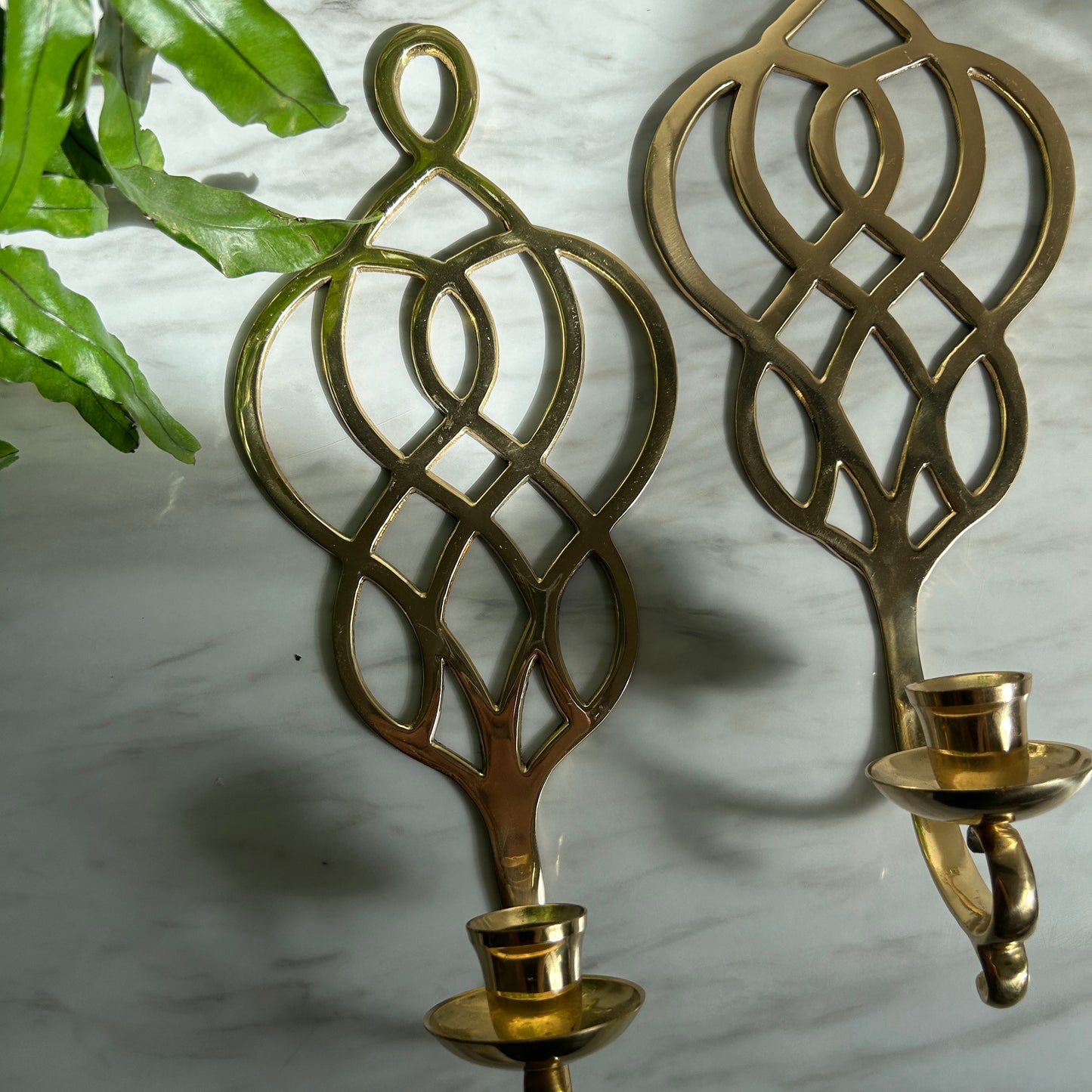 Vintage Brass Candle Wall Sconces | Art Nouveau Style