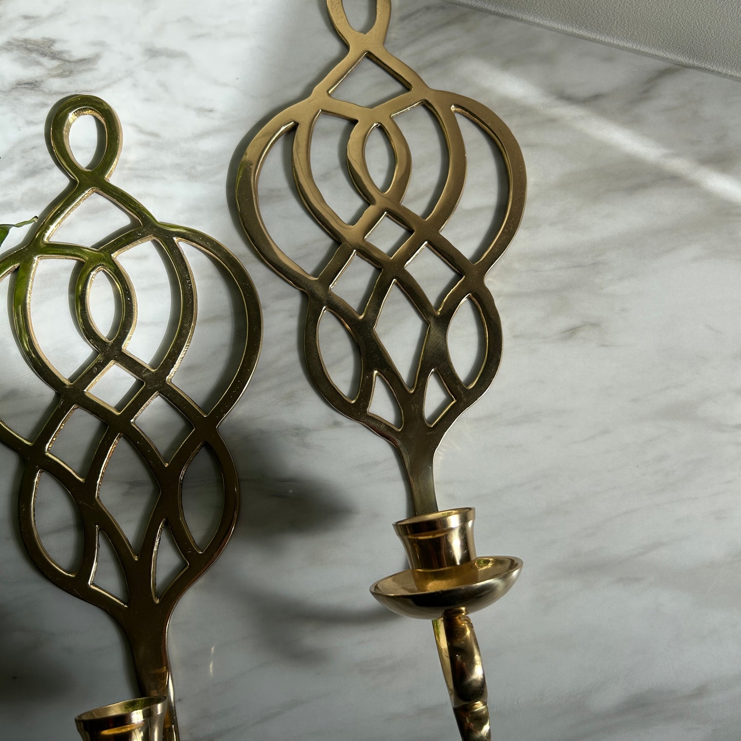 Vintage Brass Candle Wall Sconces | Art Nouveau Style