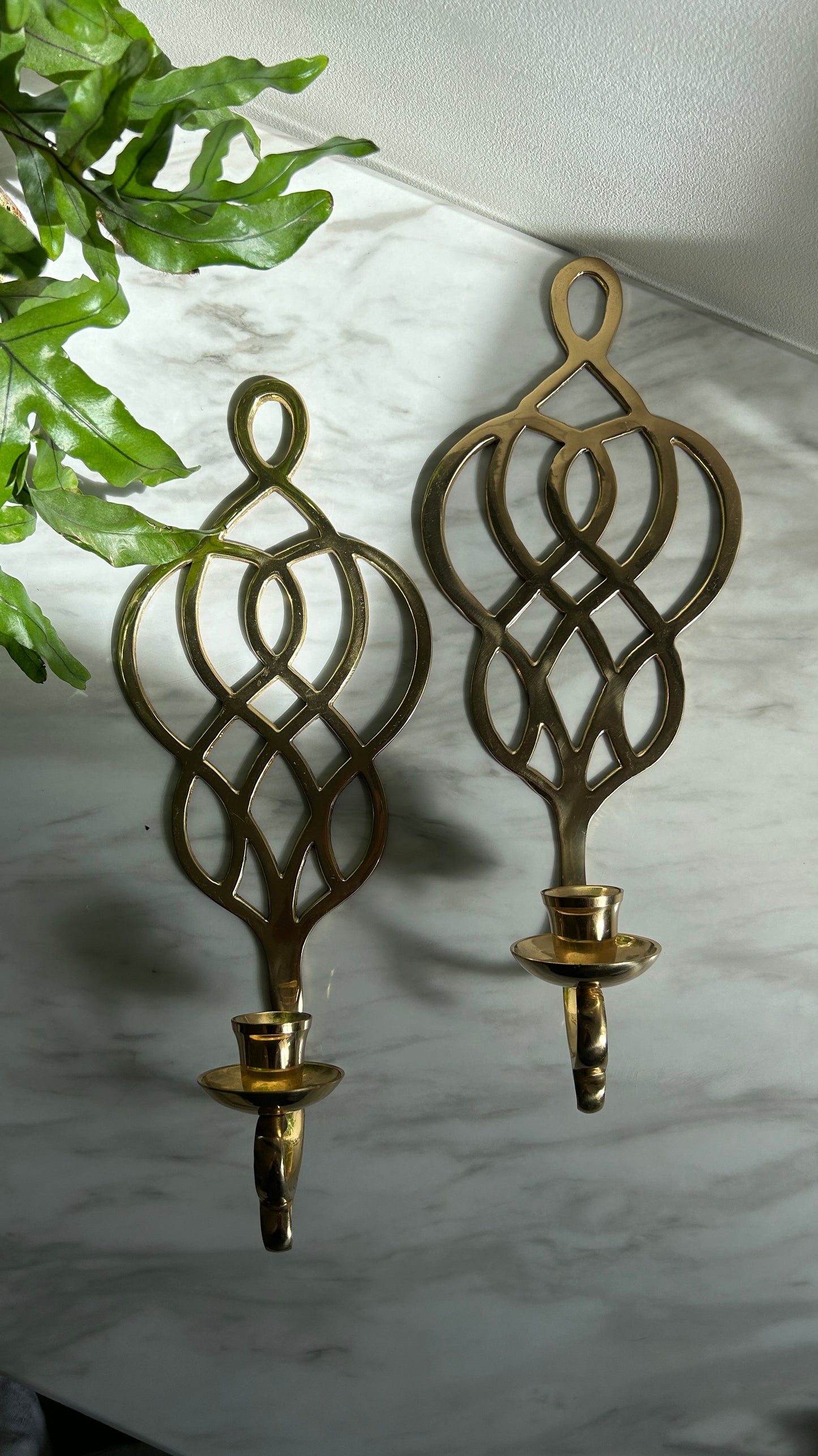 Vintage Brass Candle Wall Sconces | Art Nouveau Style