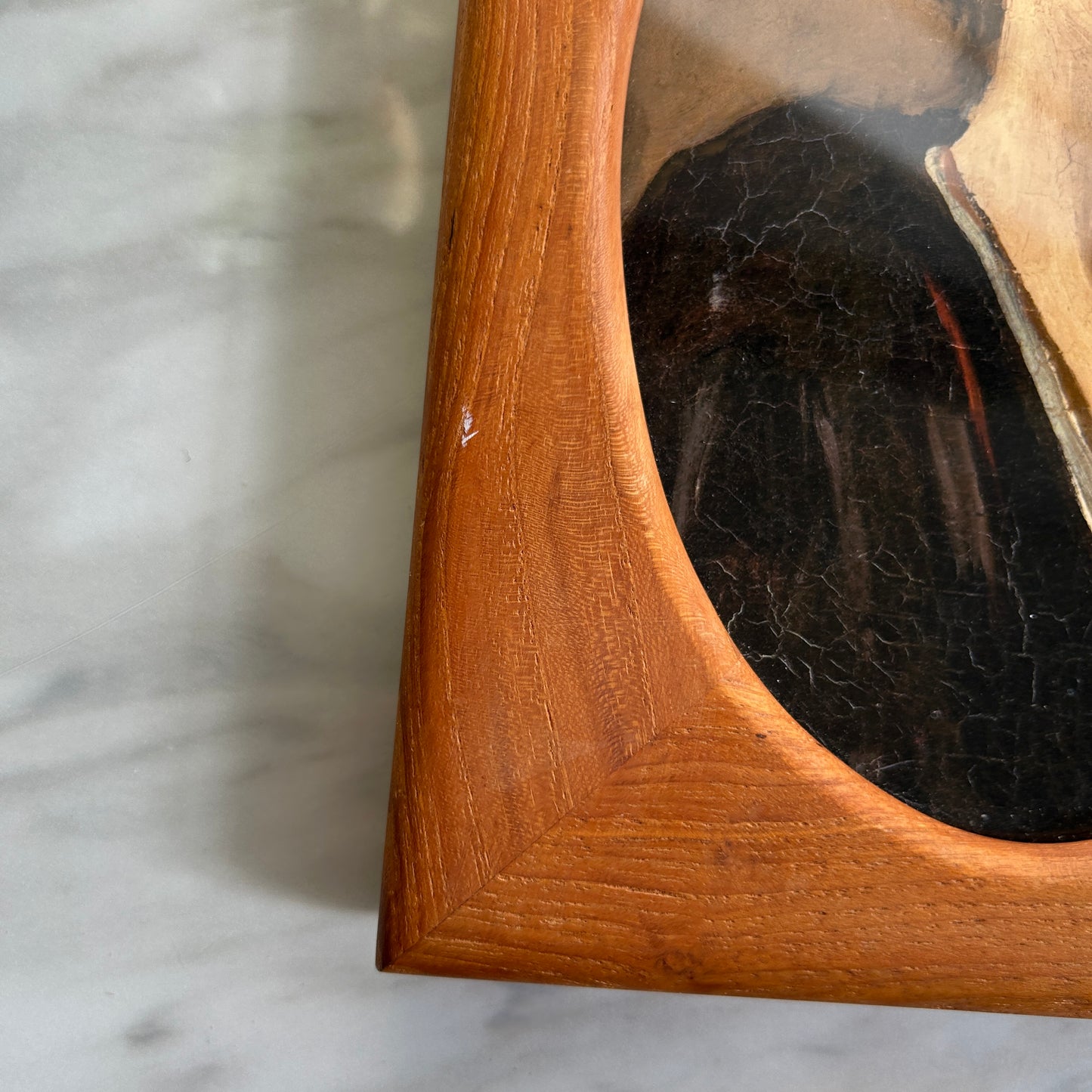 Vintage Portrait of a Lady Print | Teak Oval Frame