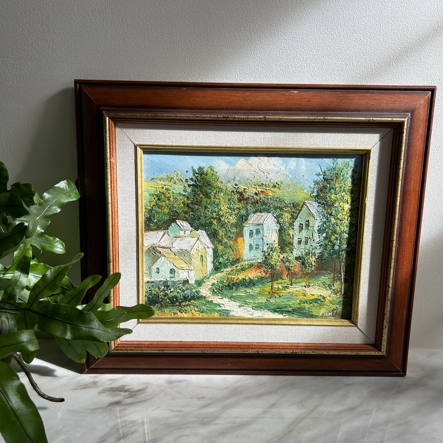 Vintage Oil Painting | Forest Scene with Buildings