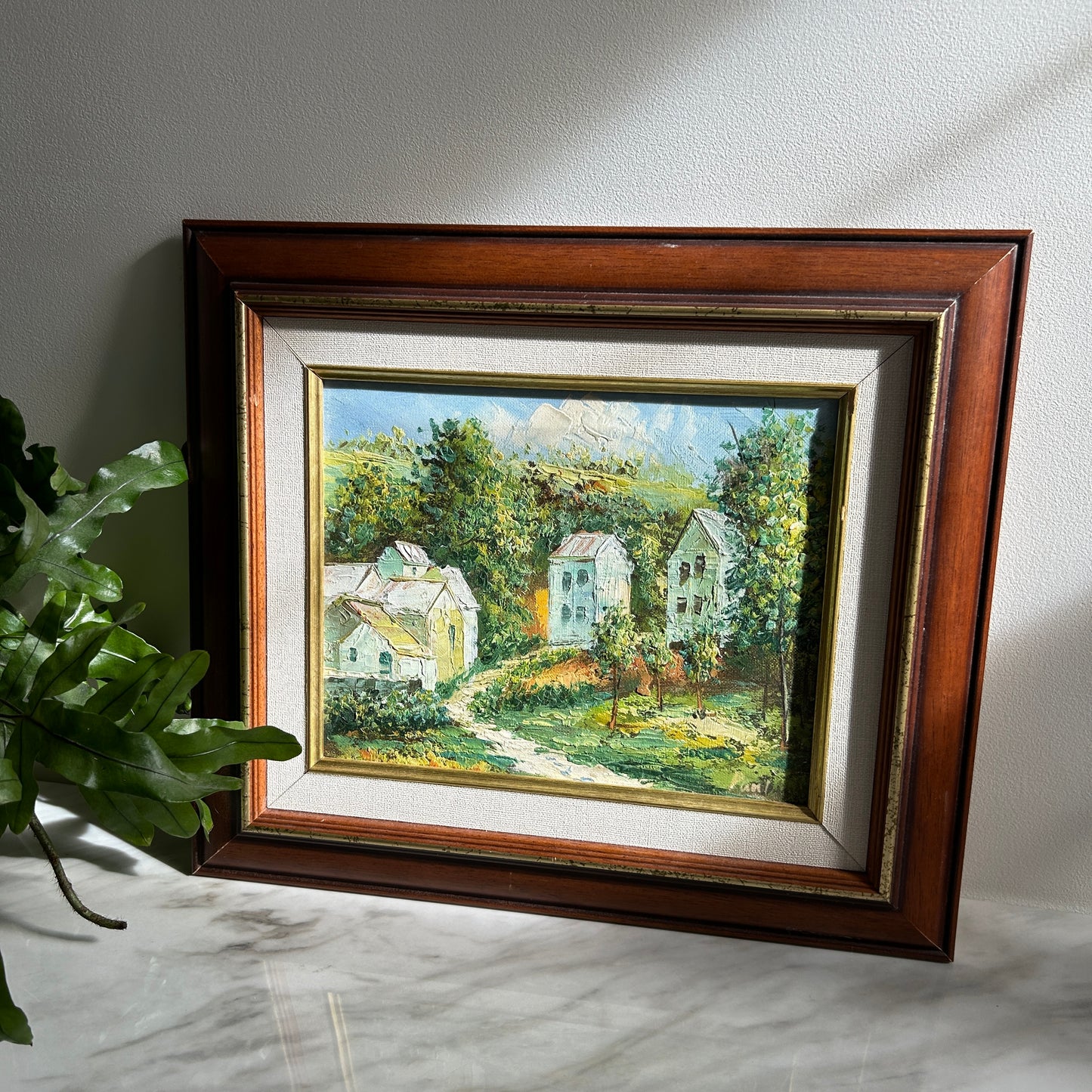 Vintage Oil Painting | Forest Scene with Buildings