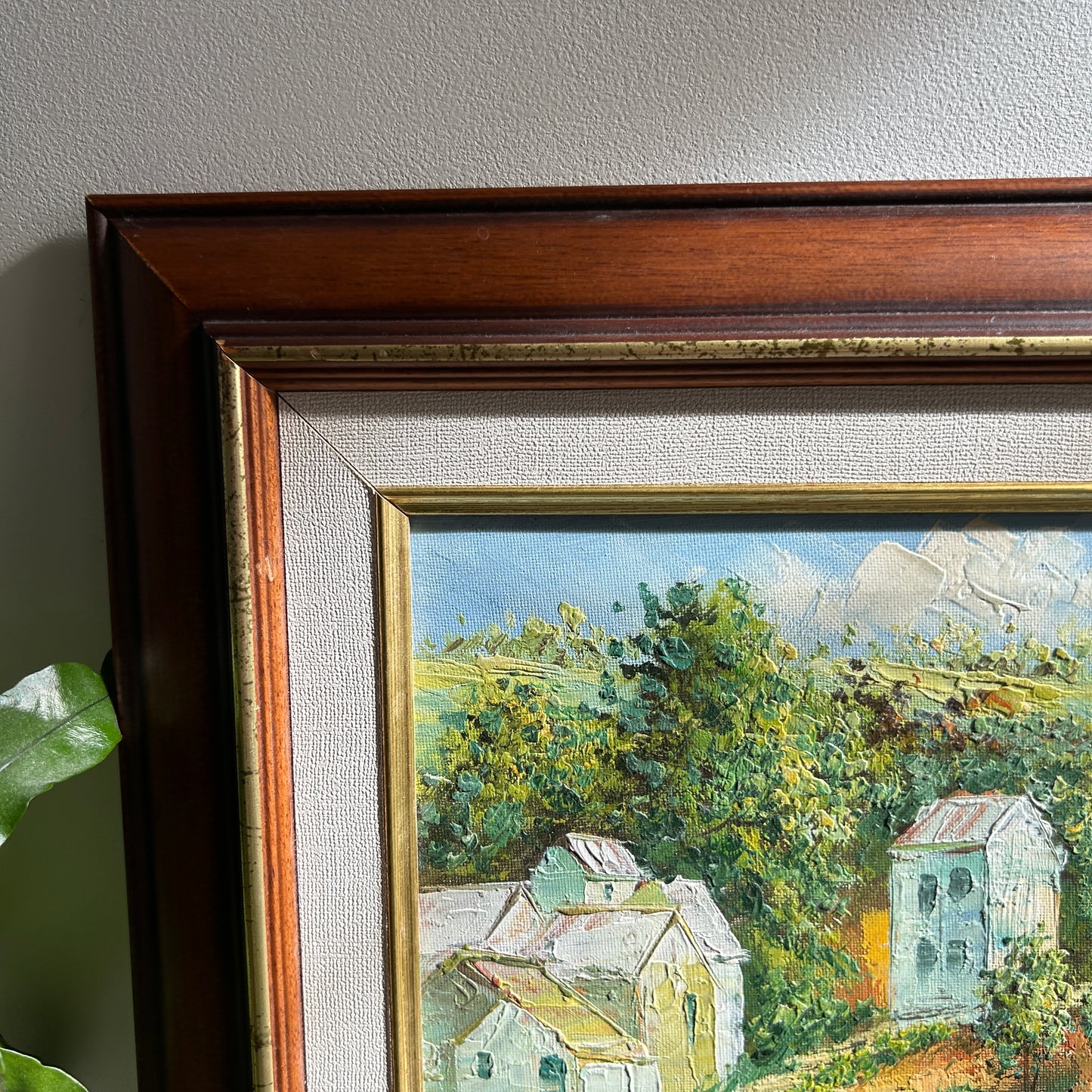 Vintage Oil Painting | Forest Scene with Buildings