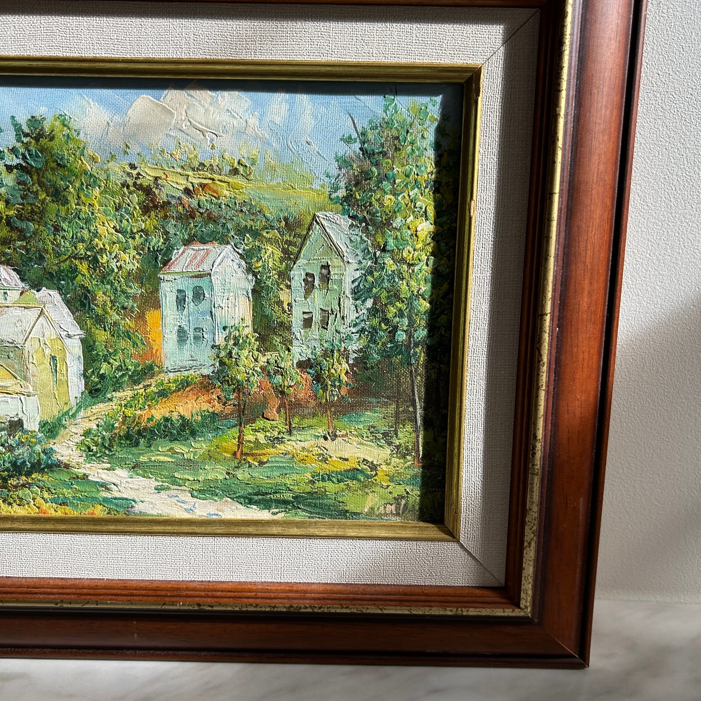 Vintage Oil Painting | Forest Scene with Buildings