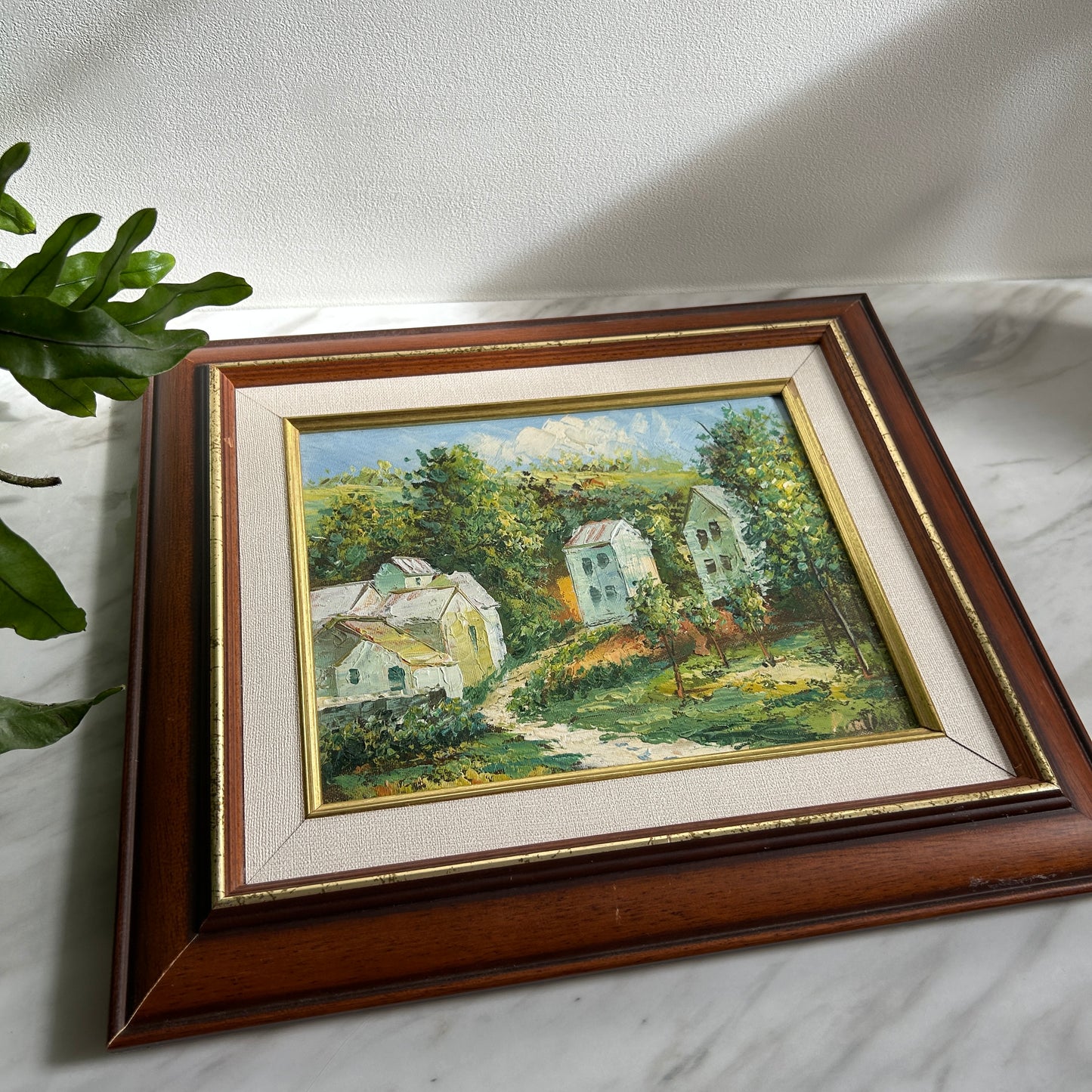 Vintage Oil Painting | Forest Scene with Buildings