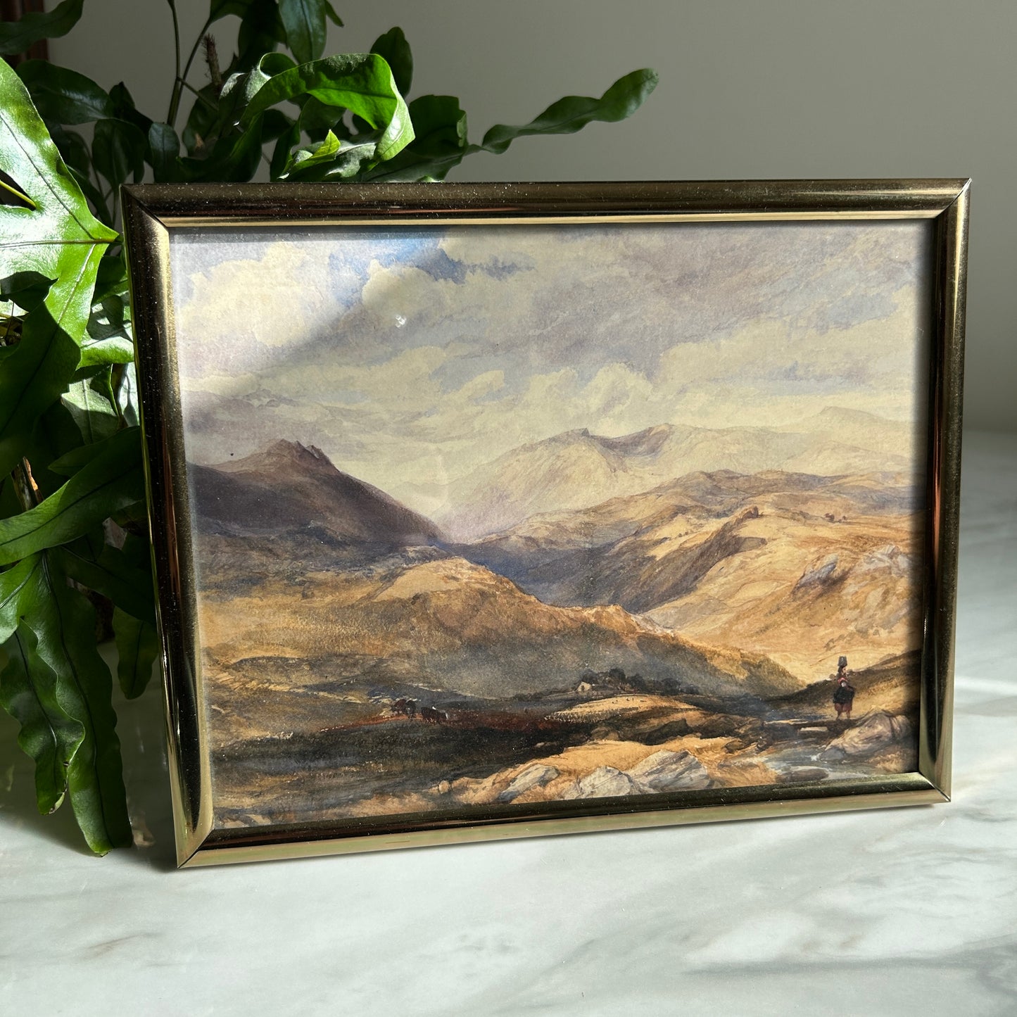 Vintage Landscape Art Print | Brass Coloured Frame