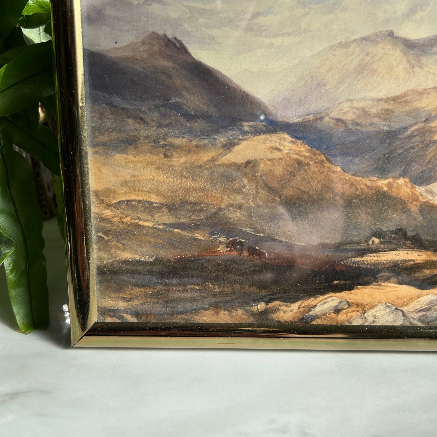 Vintage Landscape Art Print | Brass Coloured Frame
