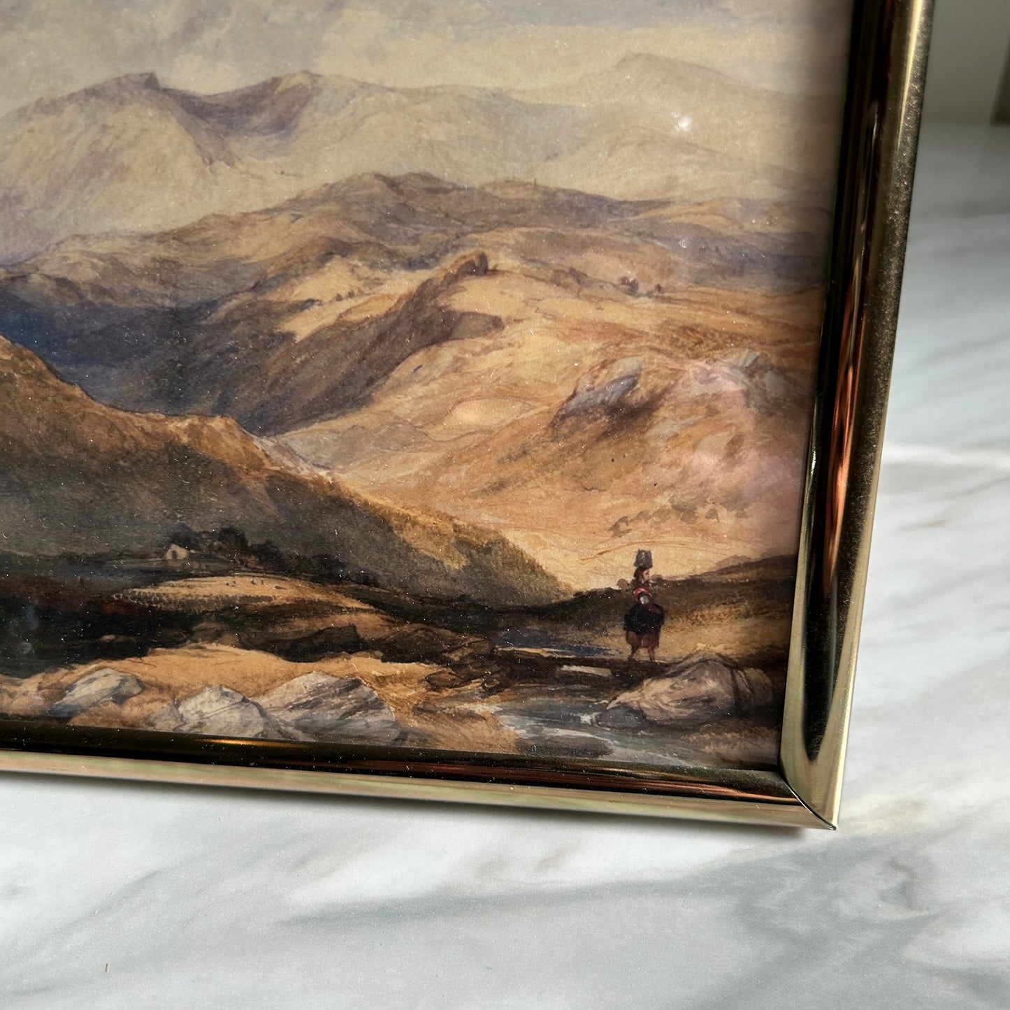 Vintage Landscape Art Print | Brass Coloured Frame