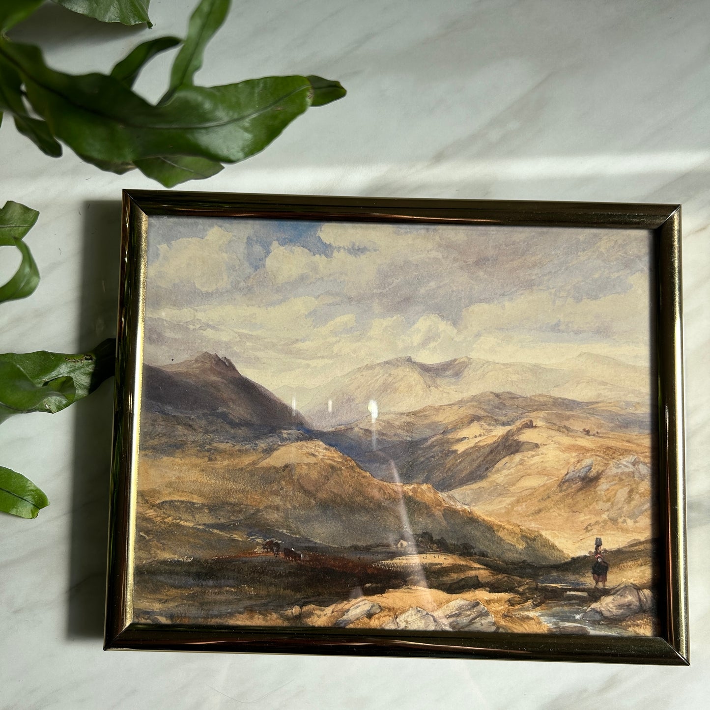 Vintage Landscape Art Print | Brass Coloured Frame