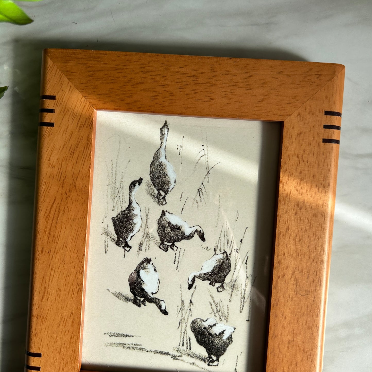 Vintage Duck Gathering Art Print | Wooden Frame