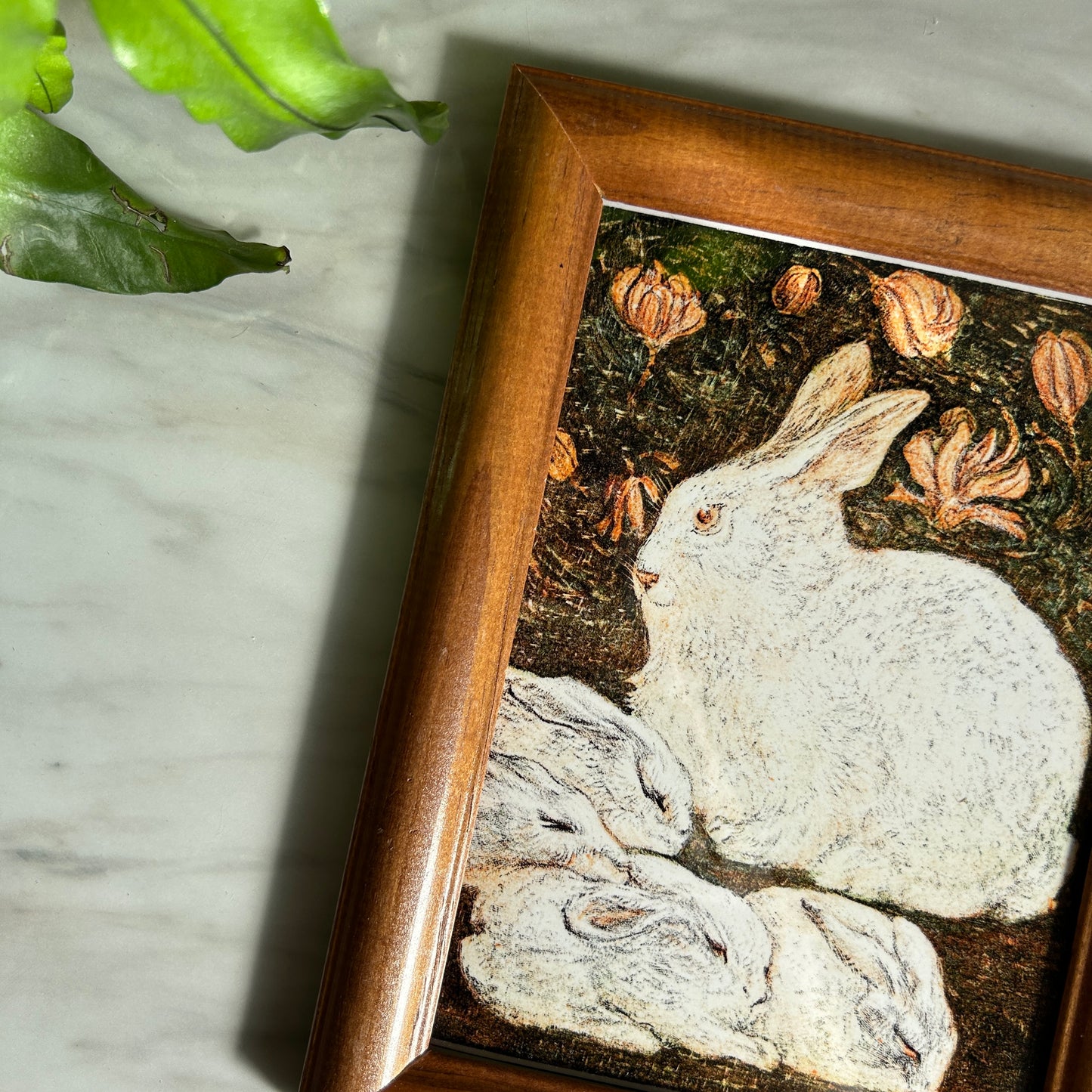 Vintage Rabbit Family Art Print | Wooden Frame