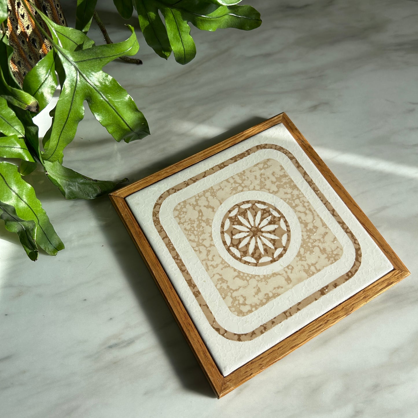 Vintage Tile Trivet | Wood Casing