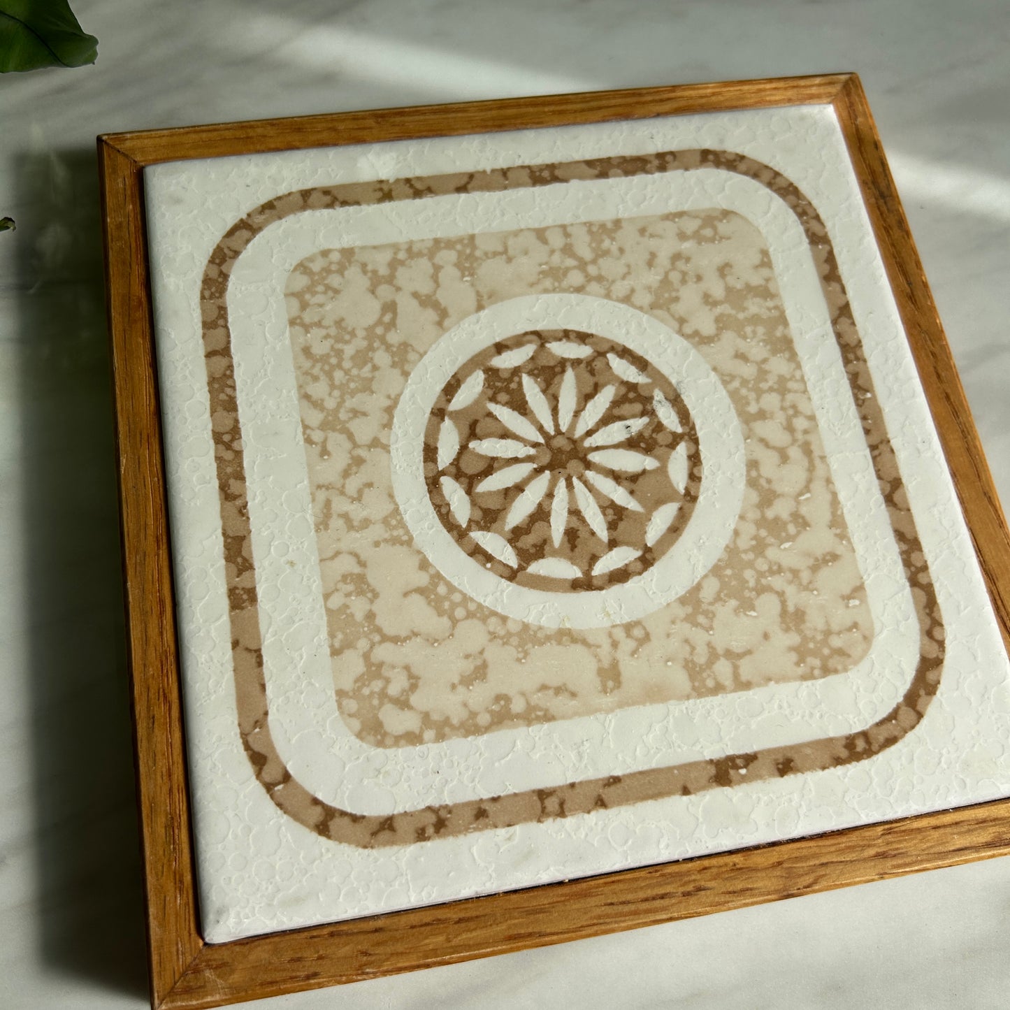 Vintage Tile Trivet | Wood Casing