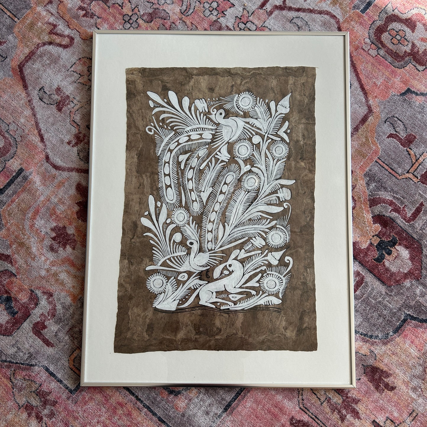 Large Mexican Folk Art Bark Painting